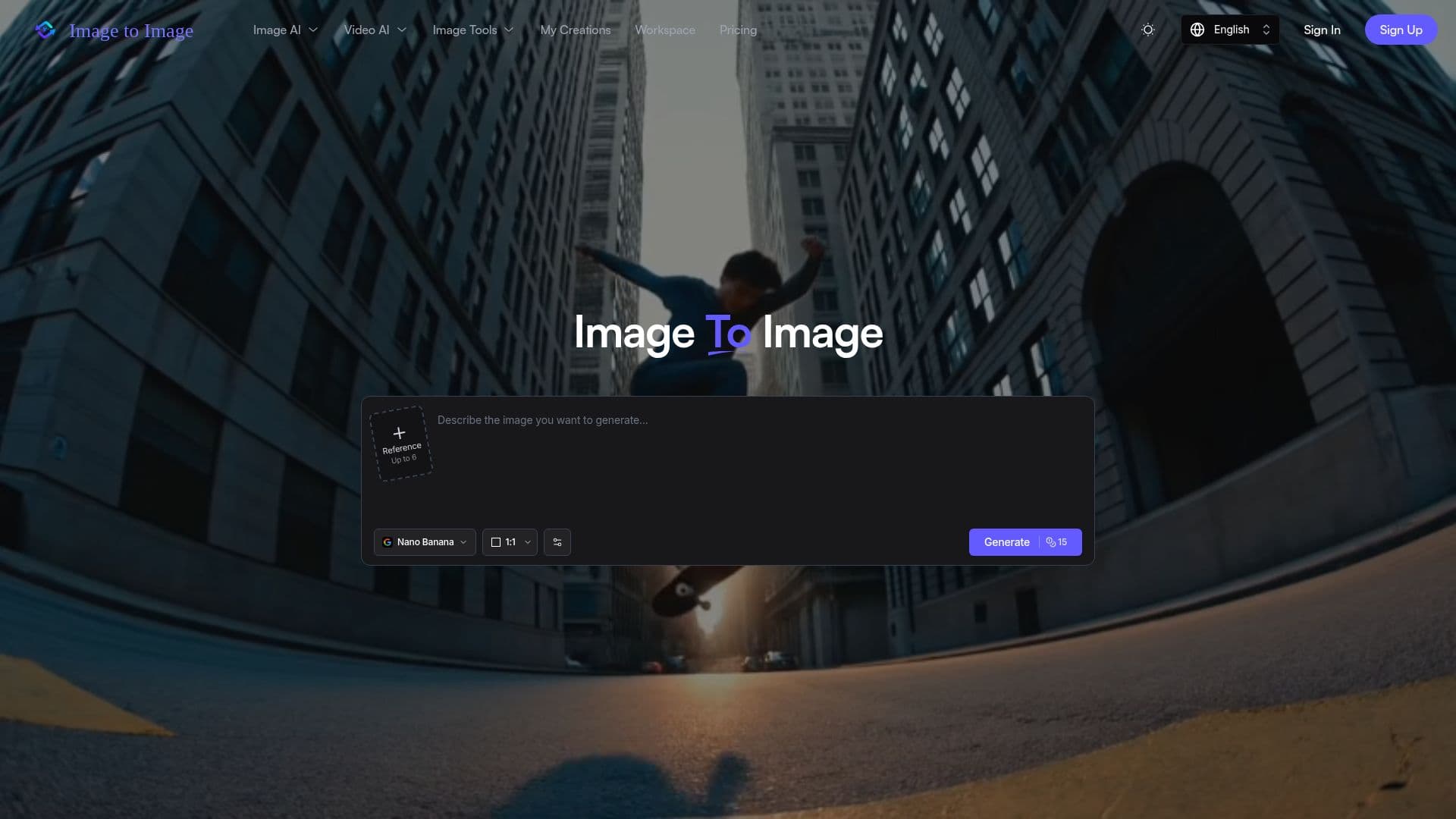 Captura de pantalla de Image To Image AI (imagetoimage.tech)