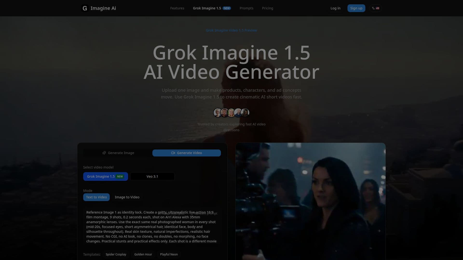 Grok Imagine 1.5 AI 视频生成器 截图