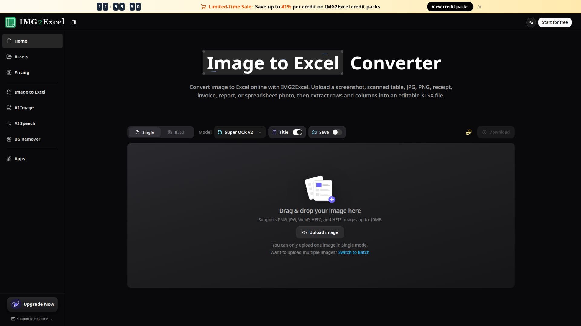 IMG2Excel screenshot