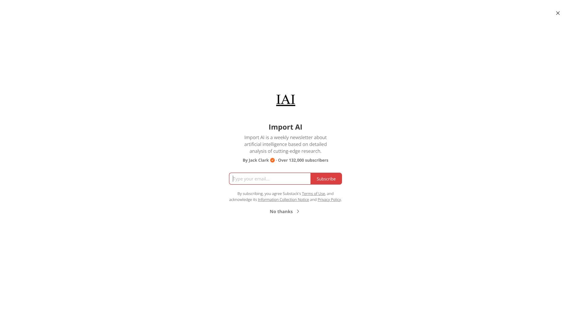 Capture d’écran de Import AI Newsletter