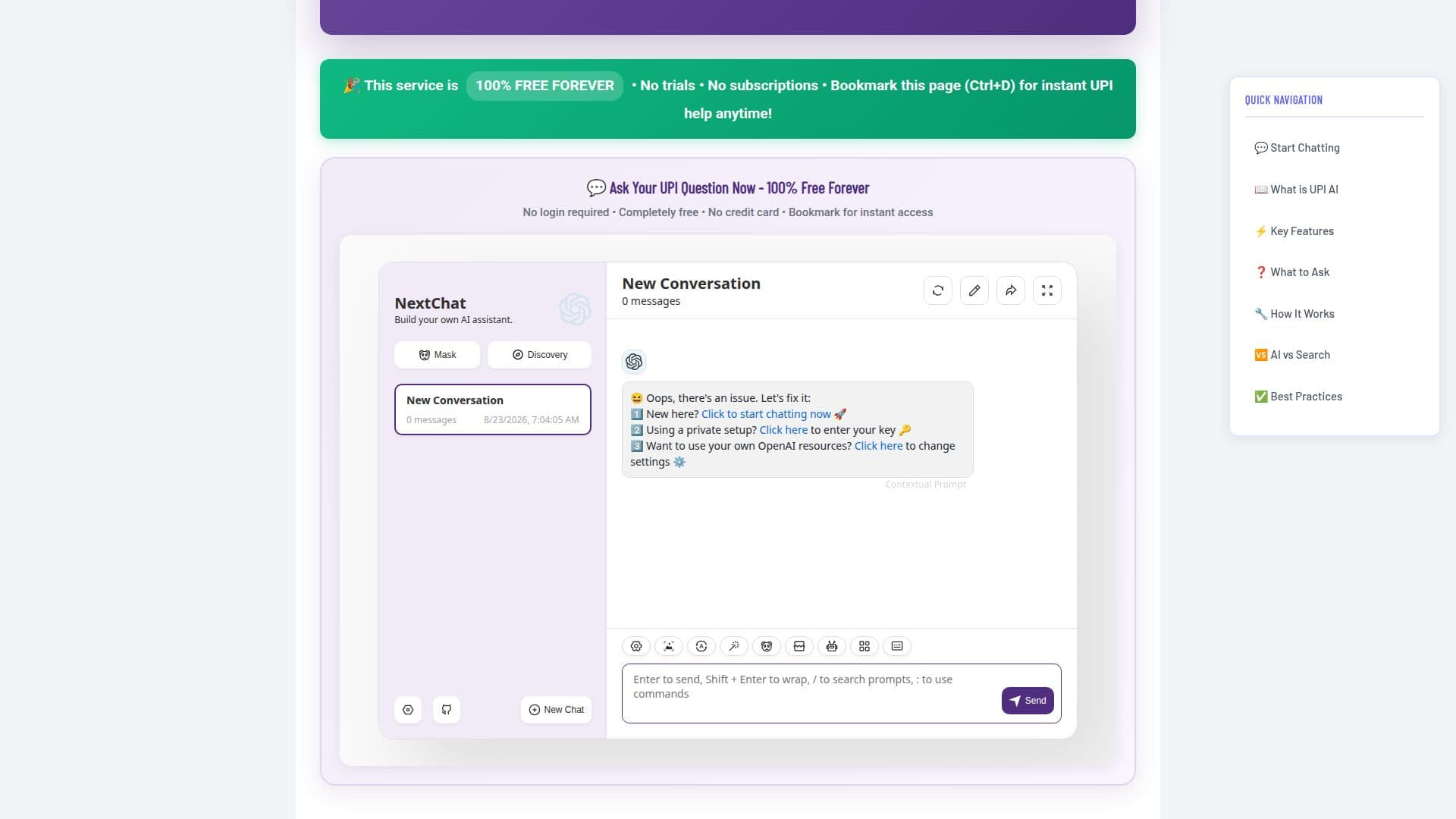 Screenshot von UPI AI Assistant