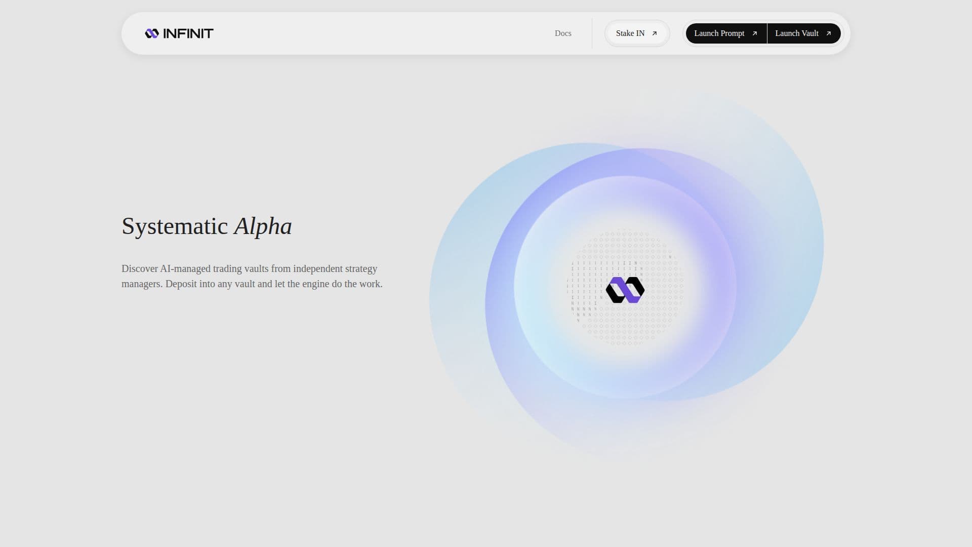 Tangkapan layar INFINIT - Vault yang Dikelola AI