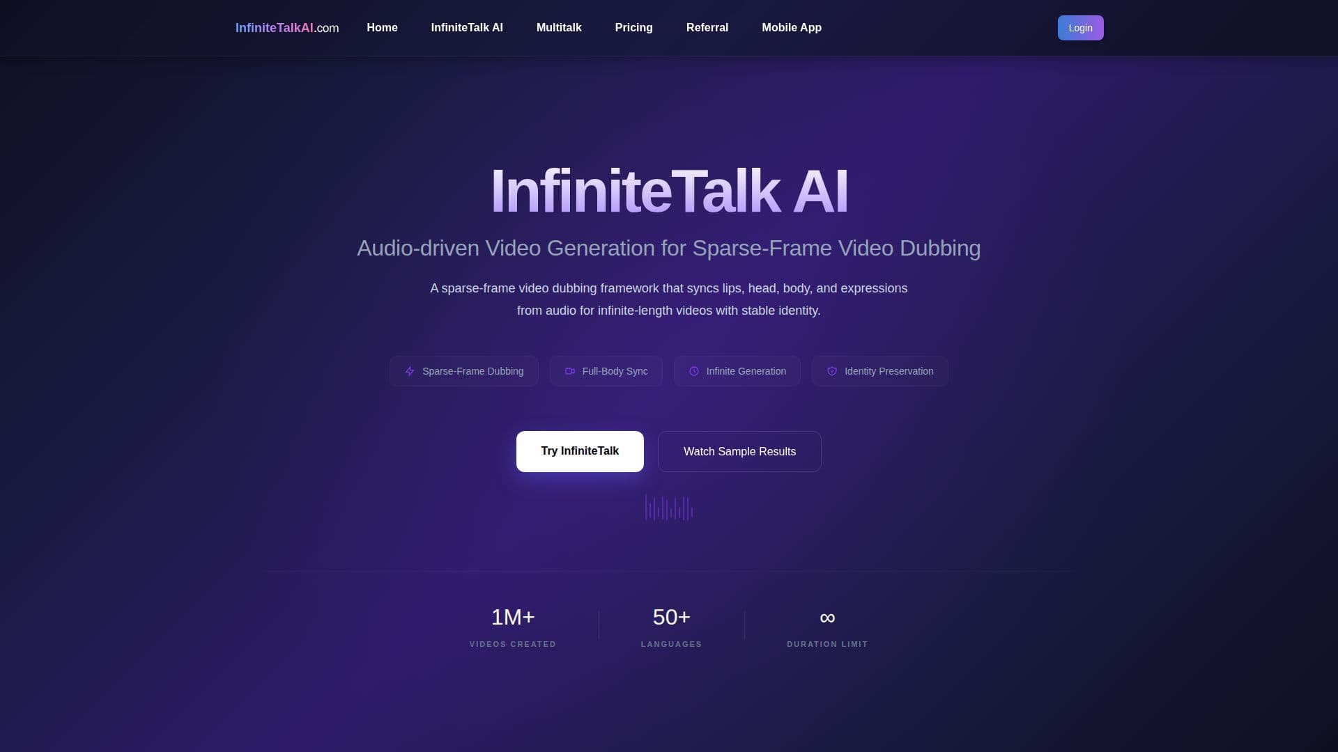 Screenshot von InfiniteTalk AI