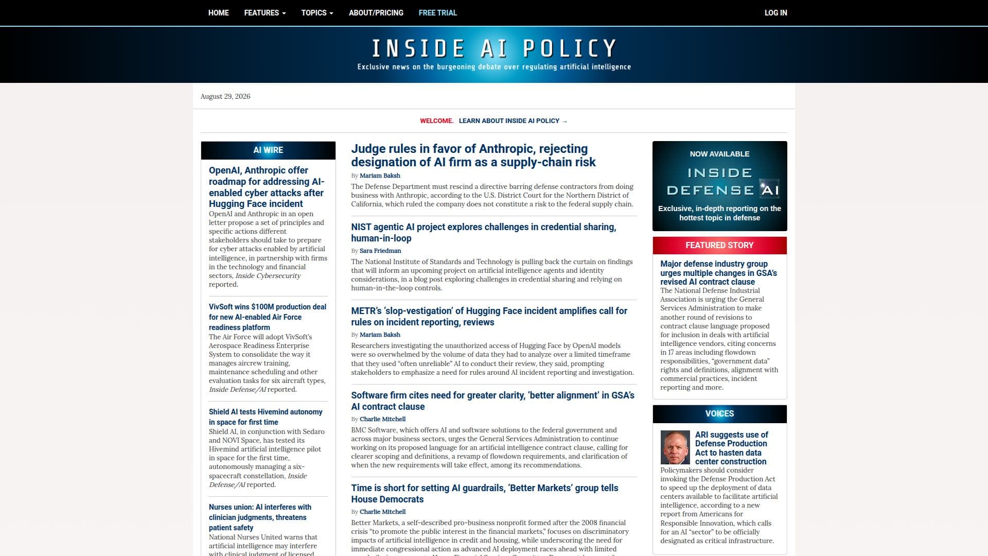 Inside AI Policy screenshot