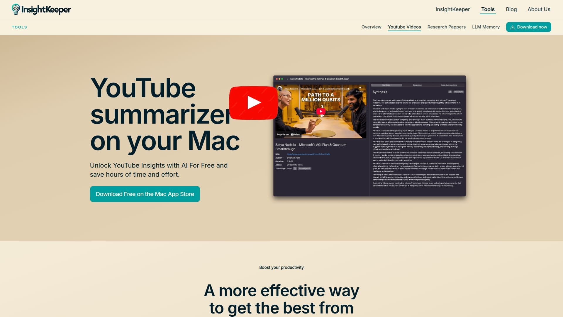 InsightKeeper AI YouTube Summarizer screenshot