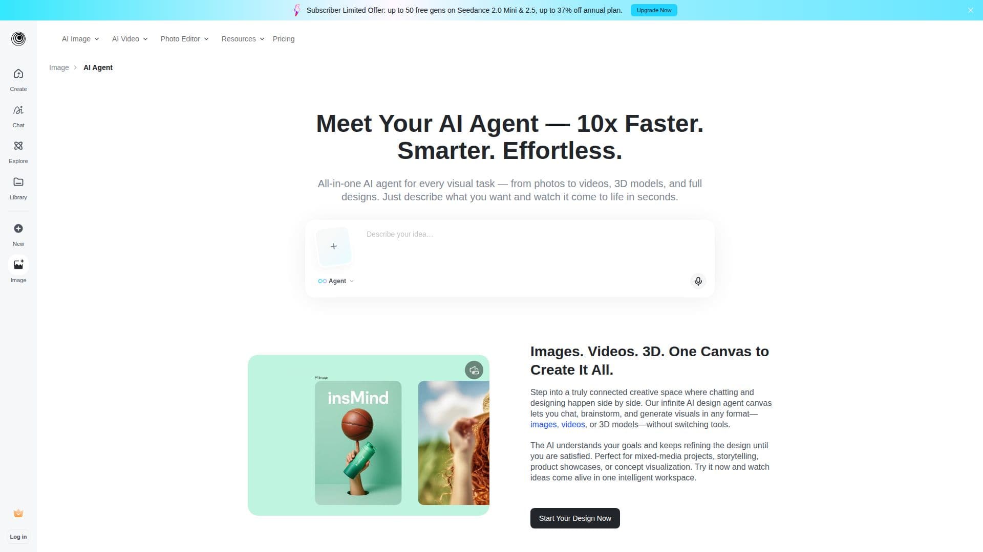 Screenshot von insMind AI Agent