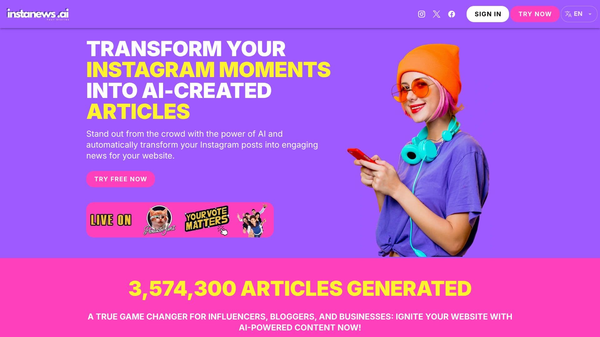 Instanews.ai screenshot