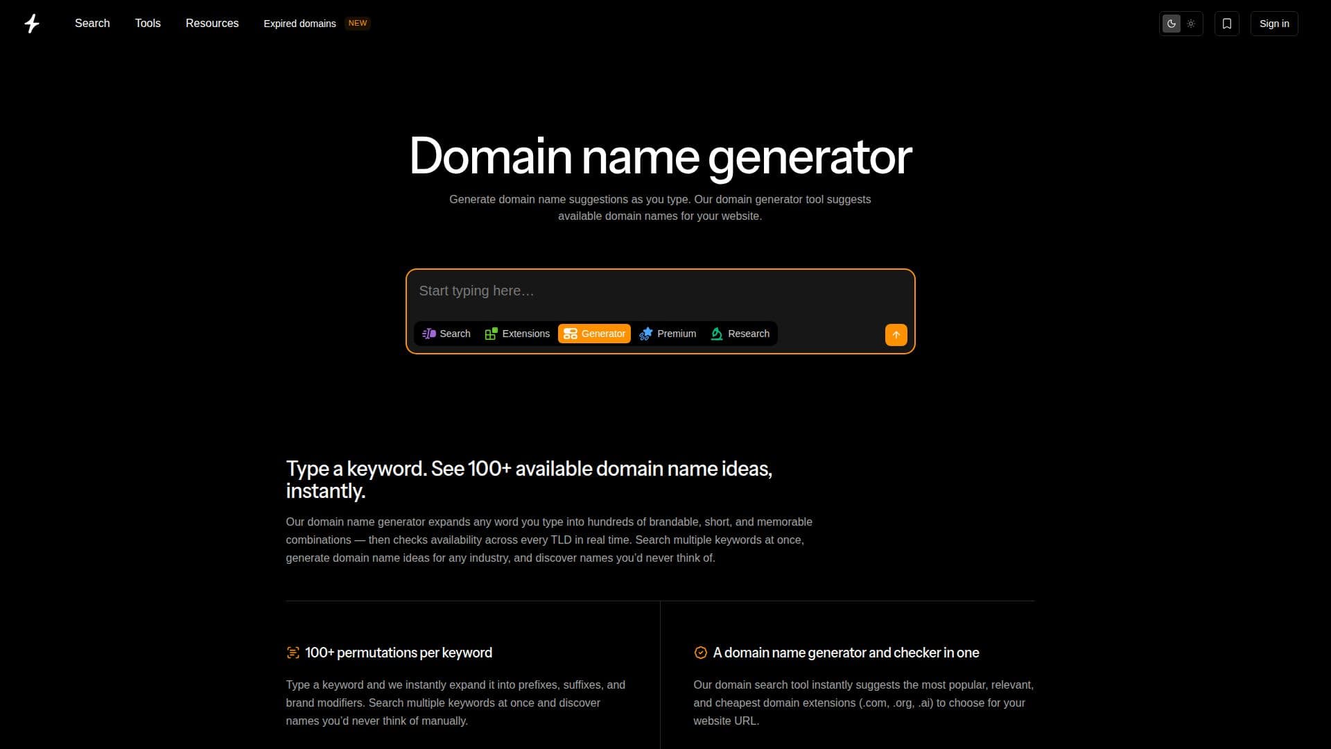 Recherche de Domaine Instantanée : Générateur de Domaines AI screenshot
