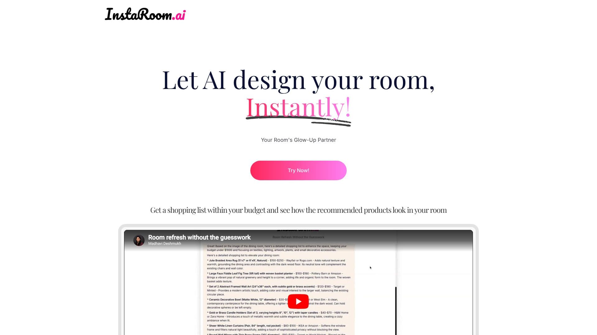 Capture d’écran de Instaroom AI Interior Design