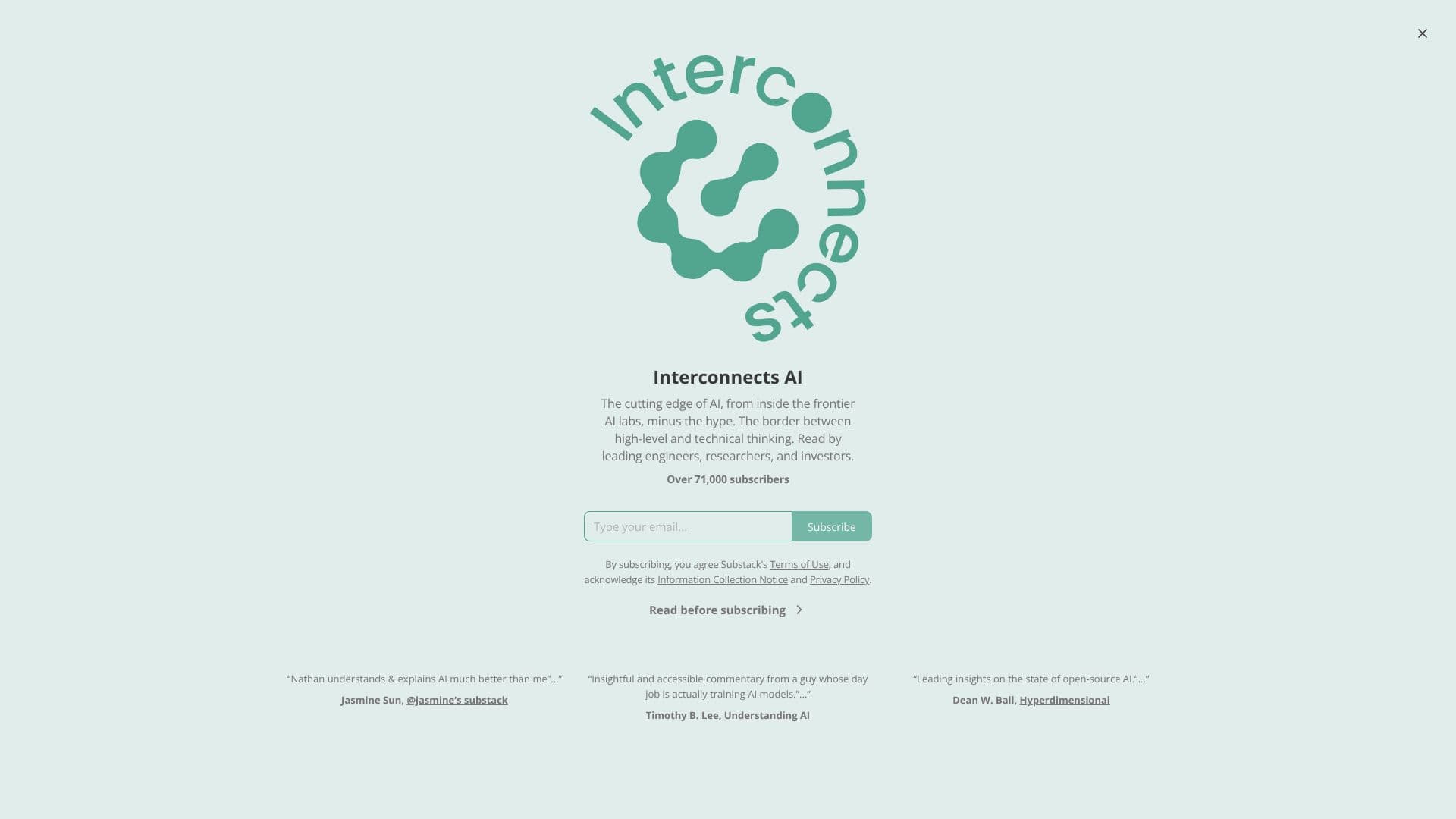 Screenshot von Interconnects AI