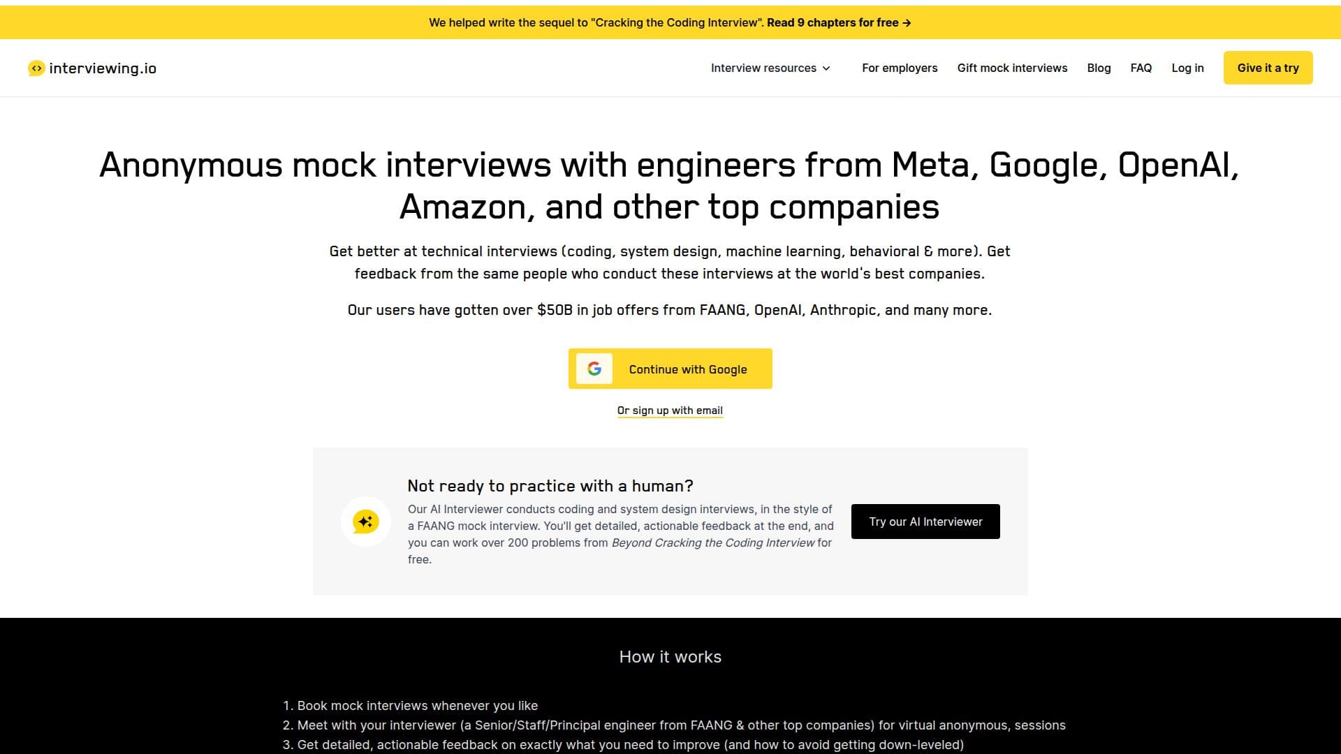 Screenshot von interviewing.io
