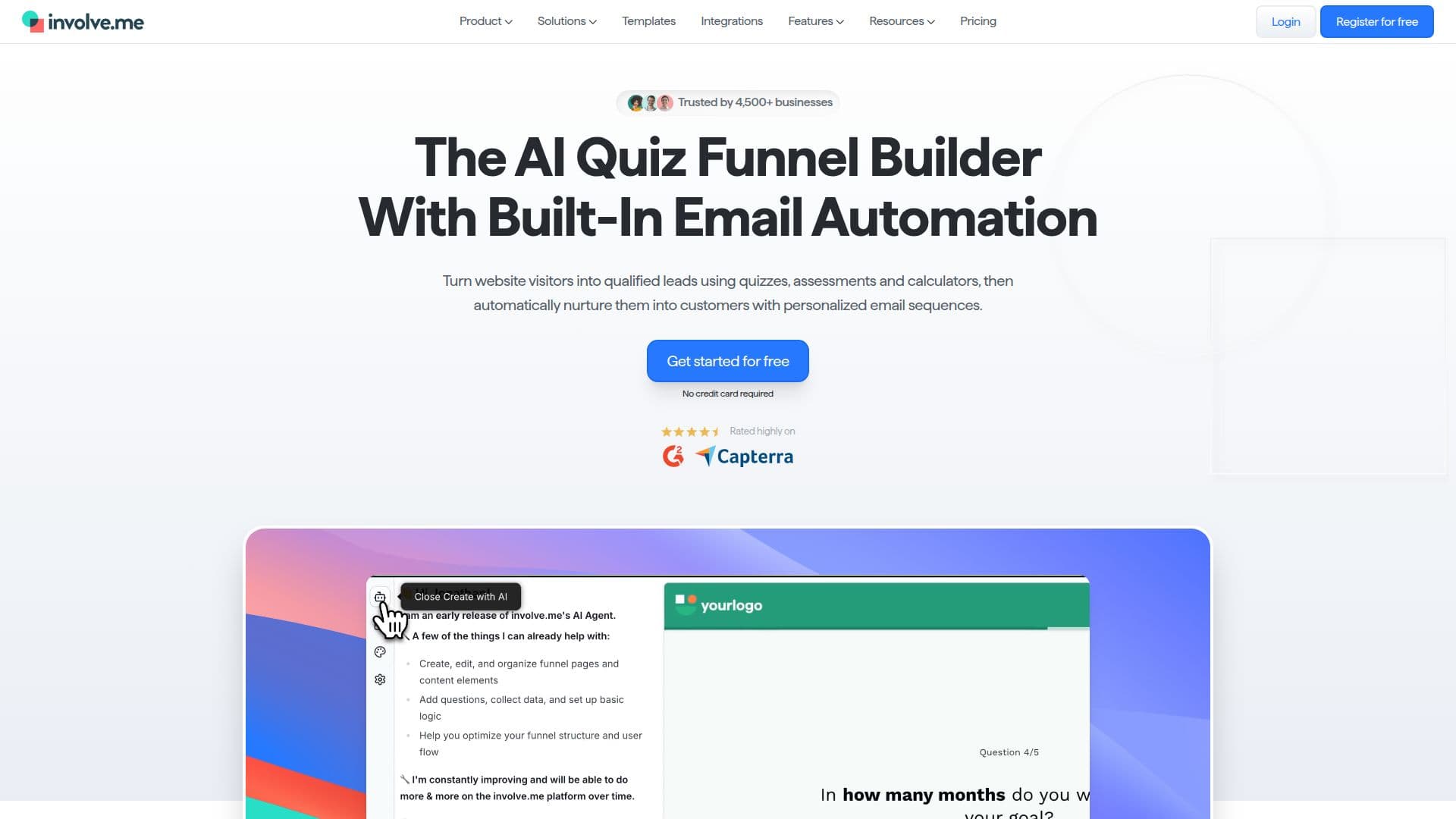 involve.me AI Quiz Funnel Builder screenshot