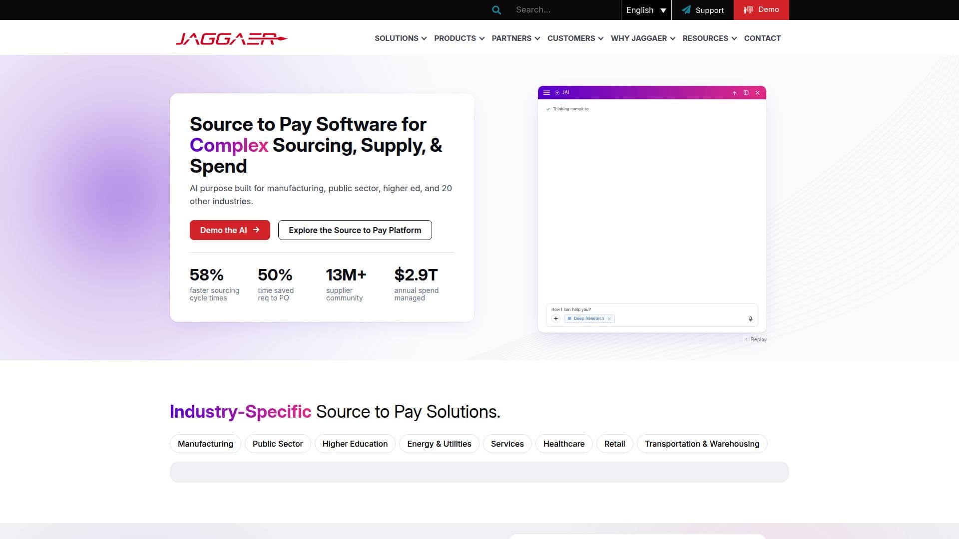 JAGGAER Source to Pay Software screenshot