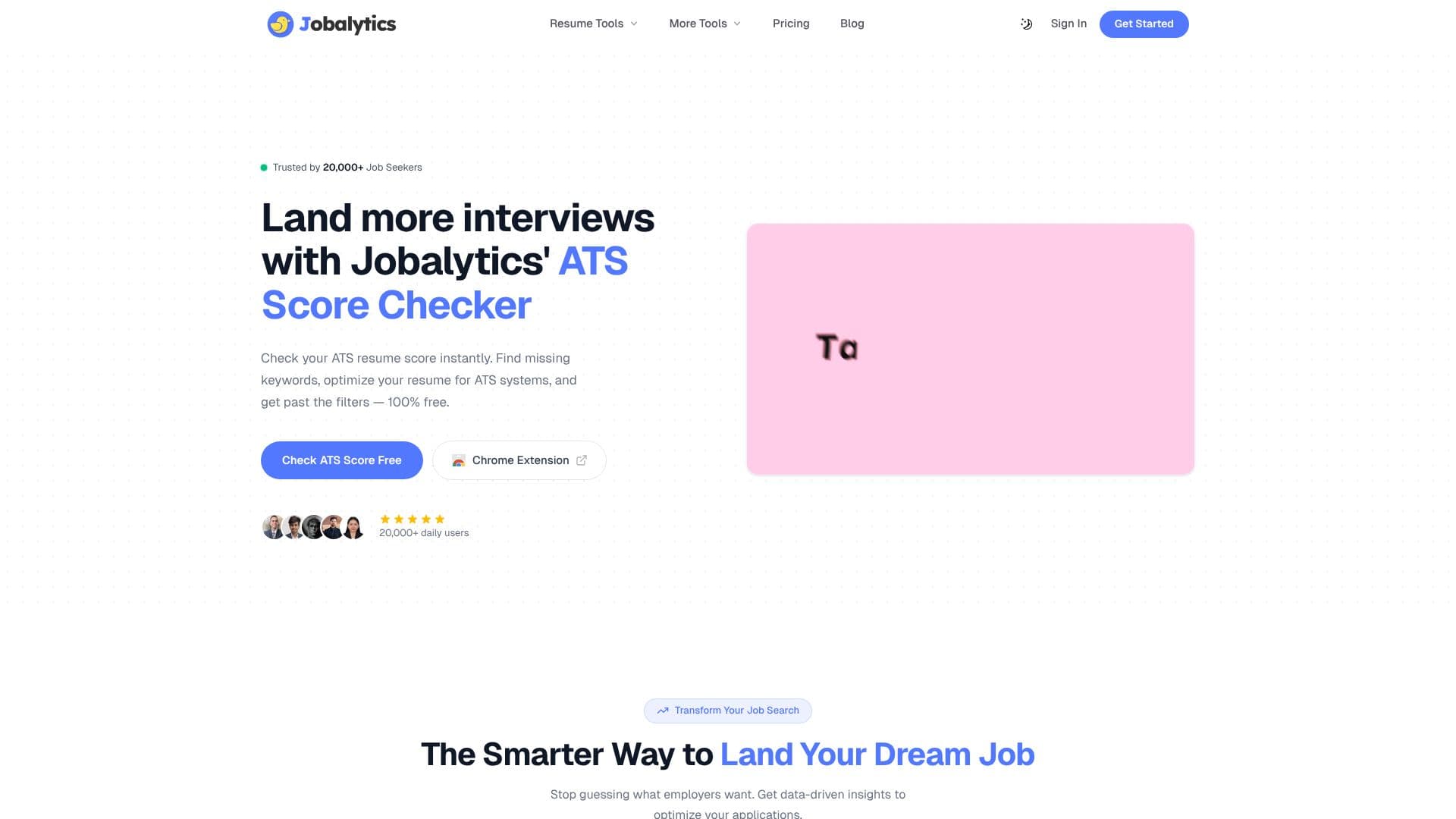 لقطة شاشة لـ مدقق نقاط ATS من Jobalytics