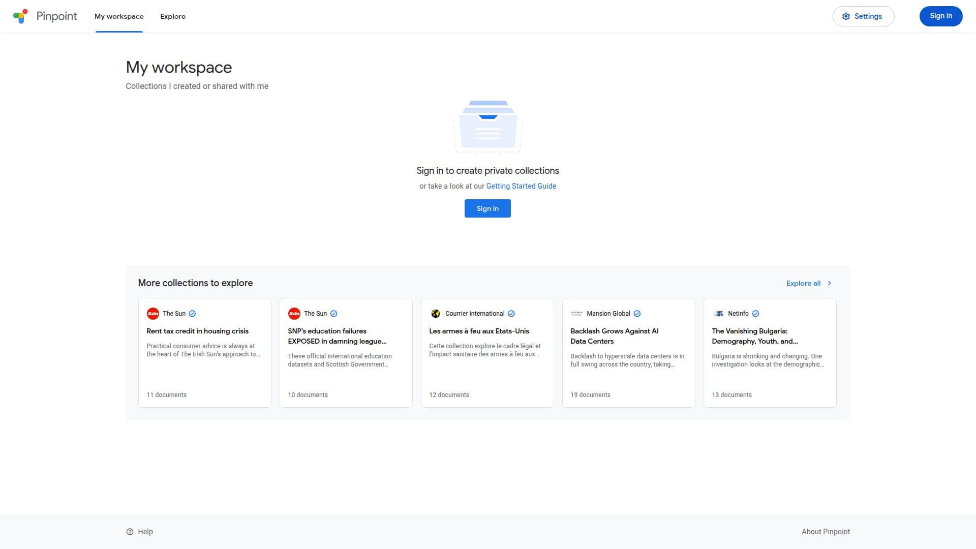 لقطة شاشة لـ Google Pinpoint