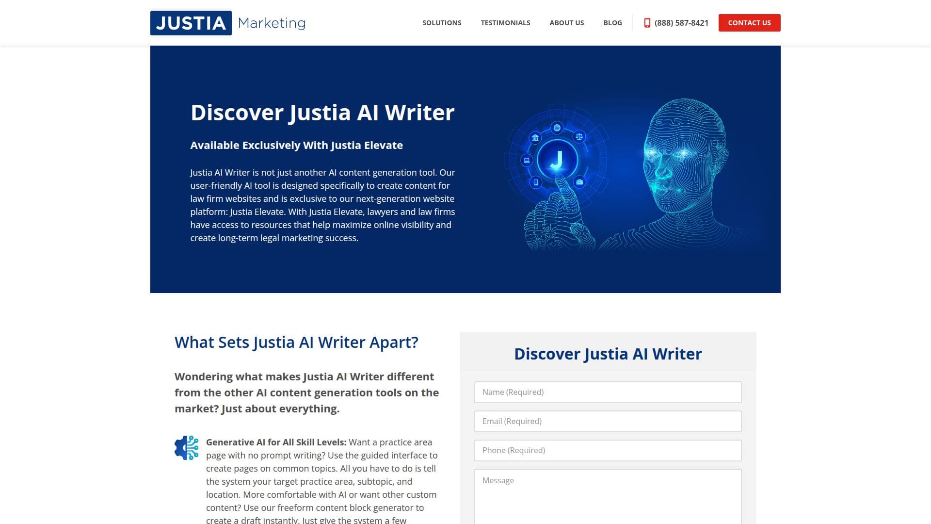 Screenshot von Justia AI Writer