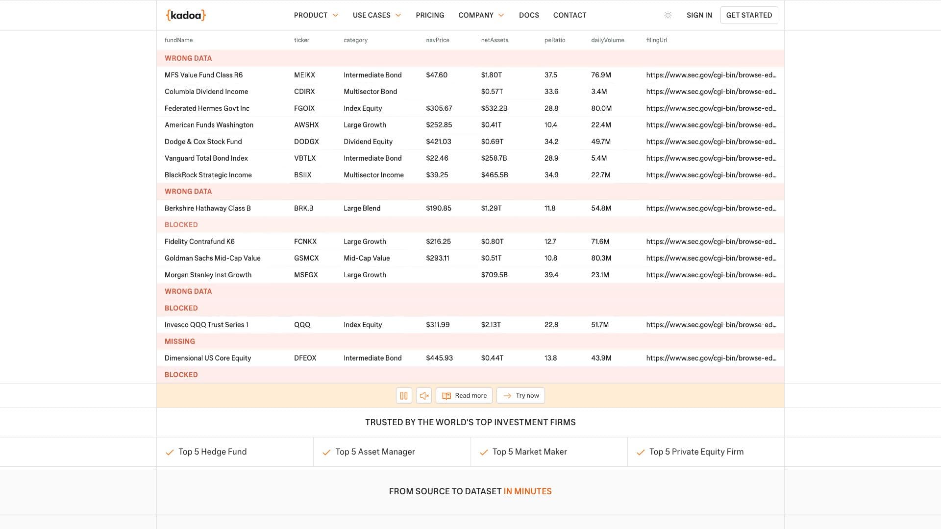 Kadoa Web Data Layer 스크린샷