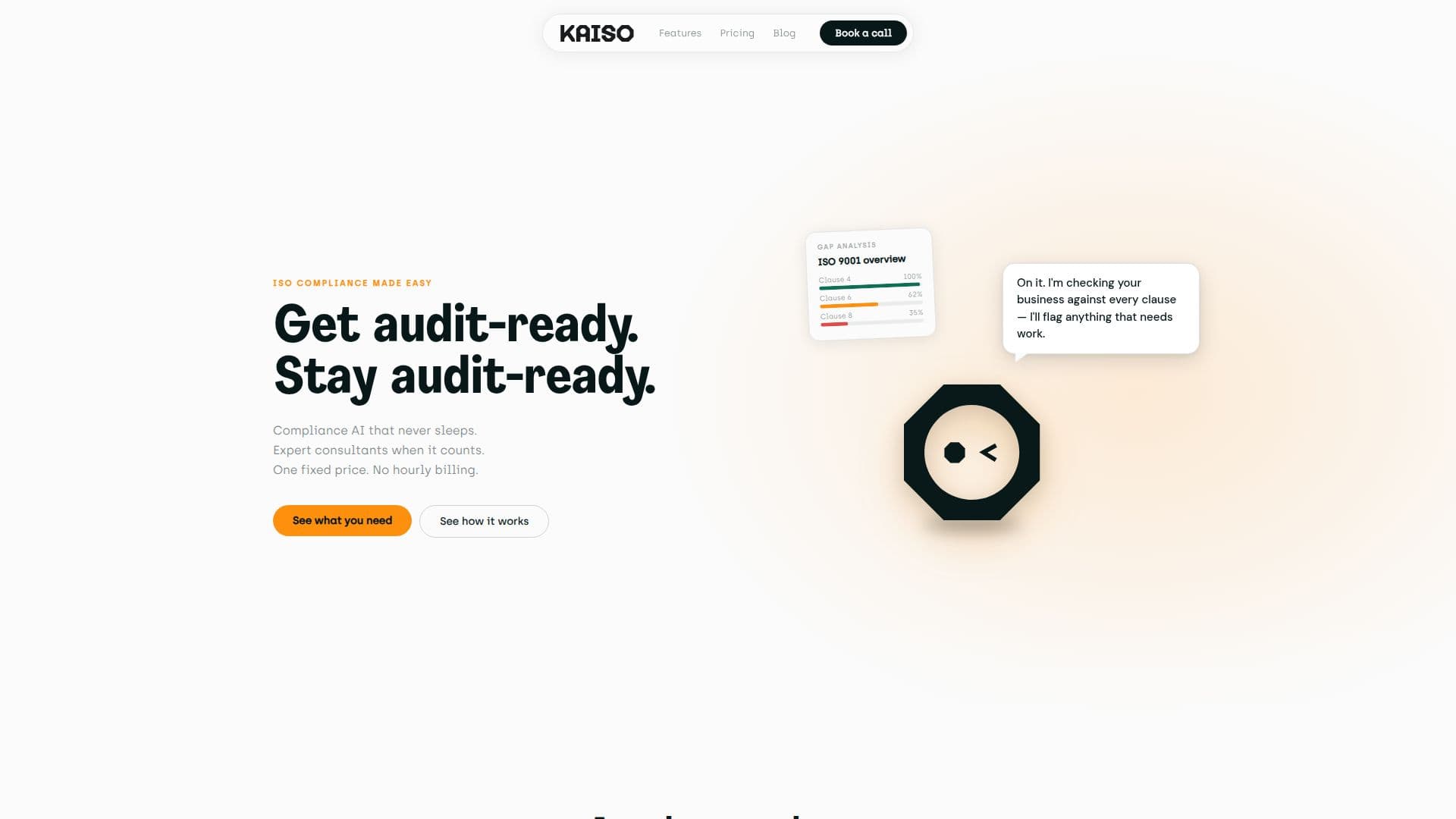 Screenshot von Kaiso — ISO-Auditbereitschaft, für Sie erledigt