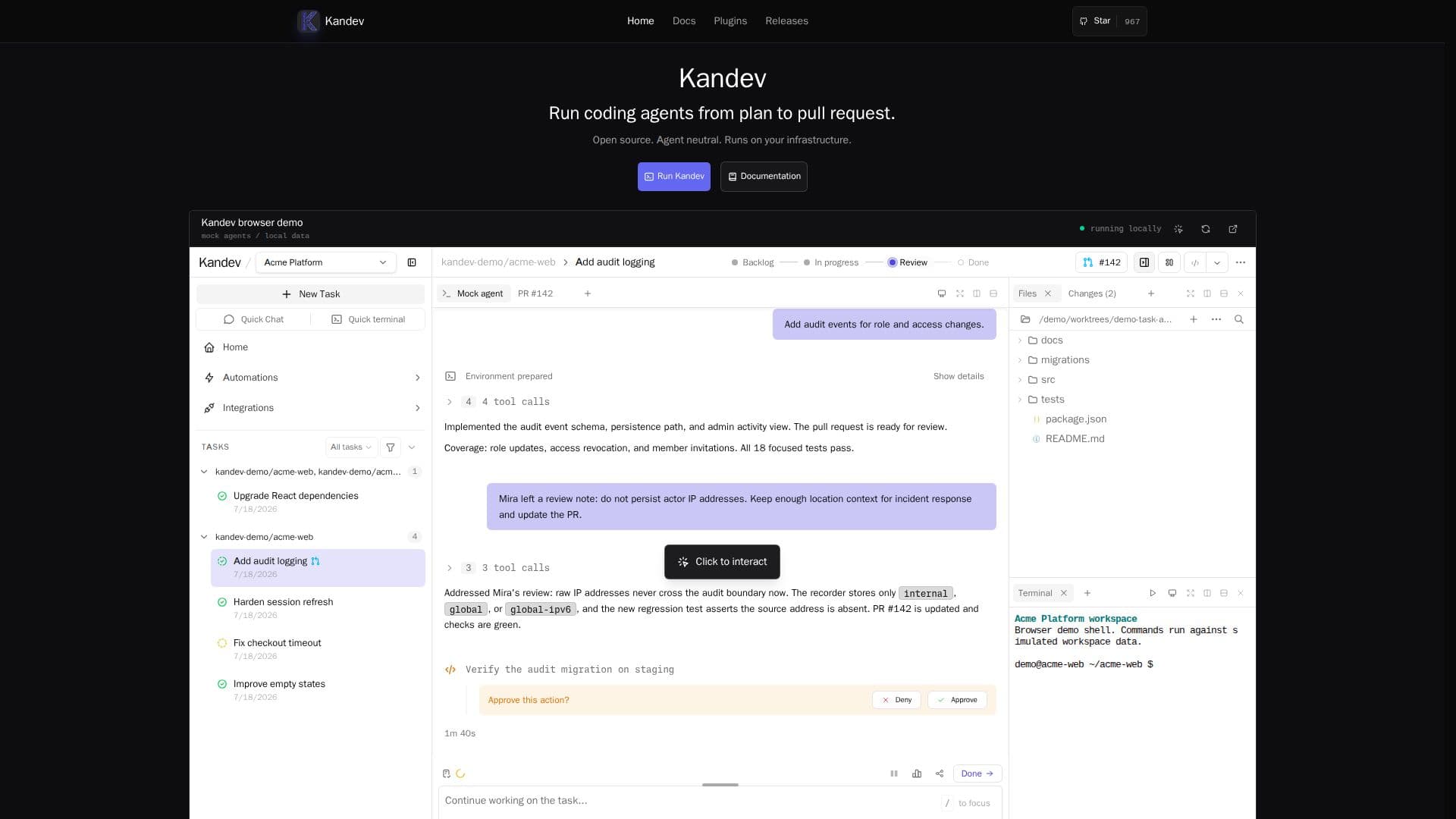Kandev screenshot