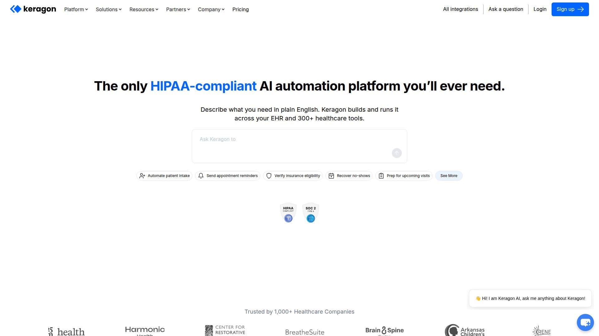 Keragon Healthcare Automation Platform screenshot