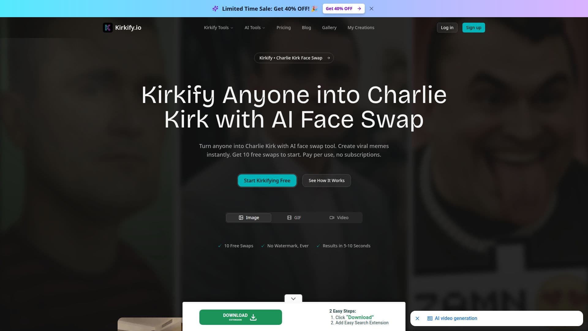 Captura de pantalla de Kirkify AI