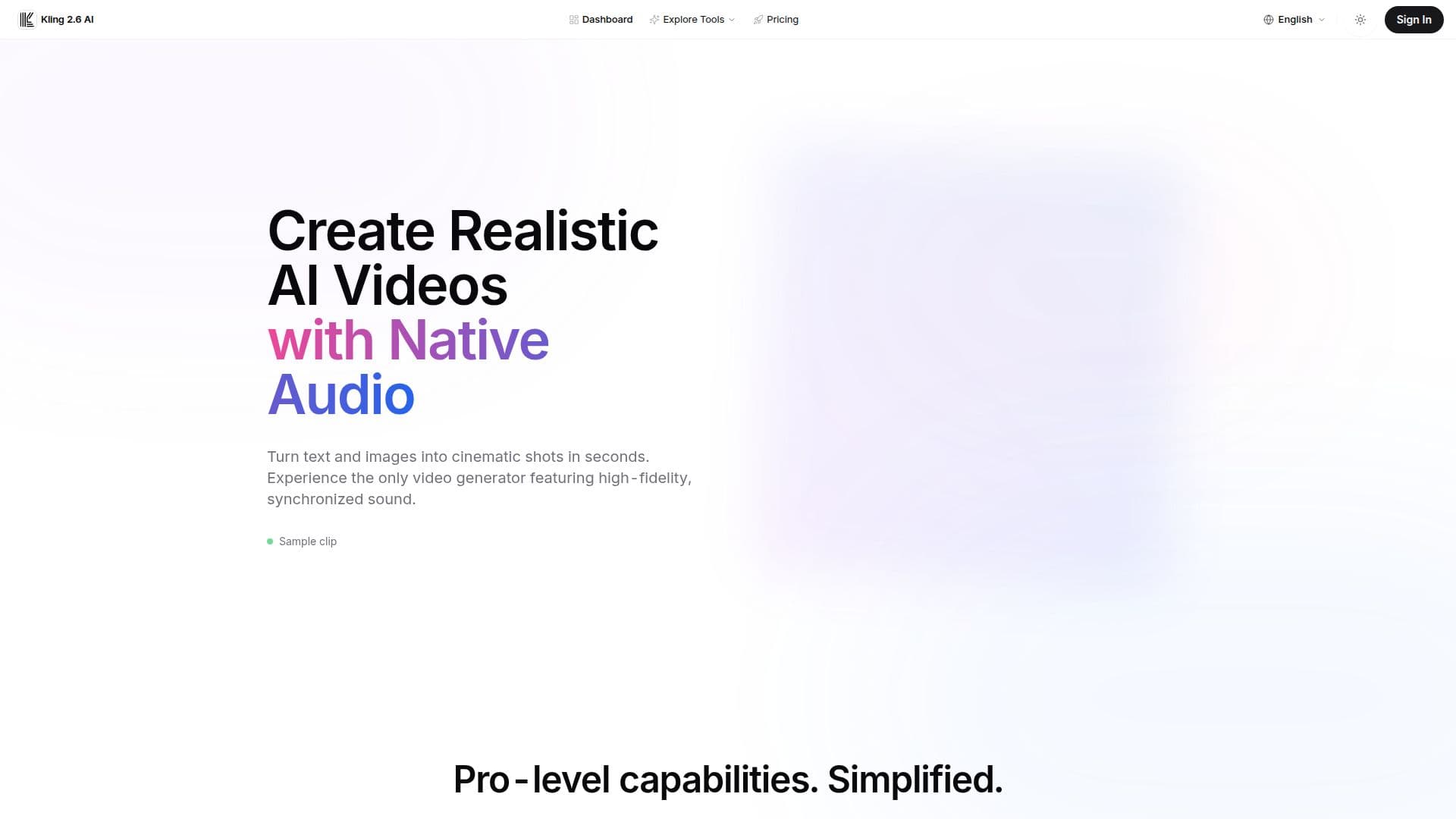 Screenshot von Kling 2.6 AI (kling26ai.com)
