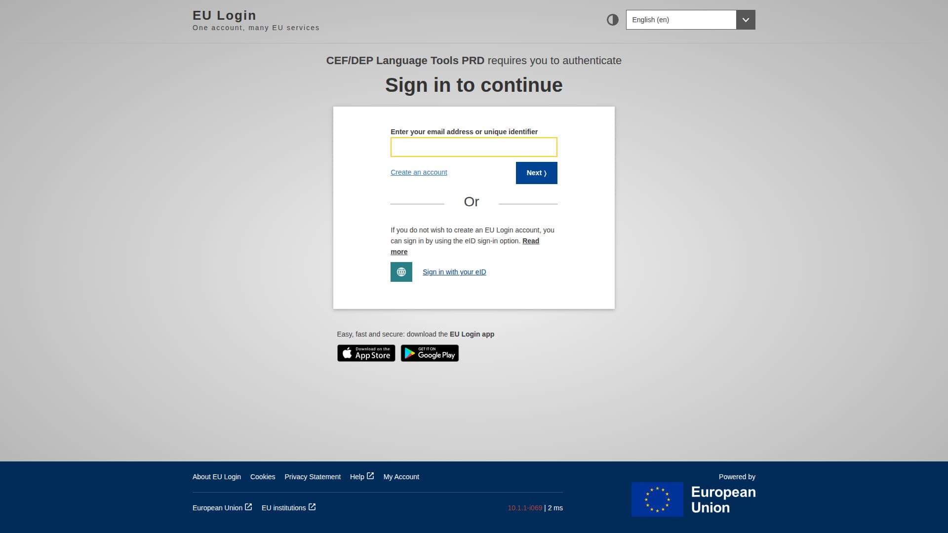 eTranslation Service screenshot
