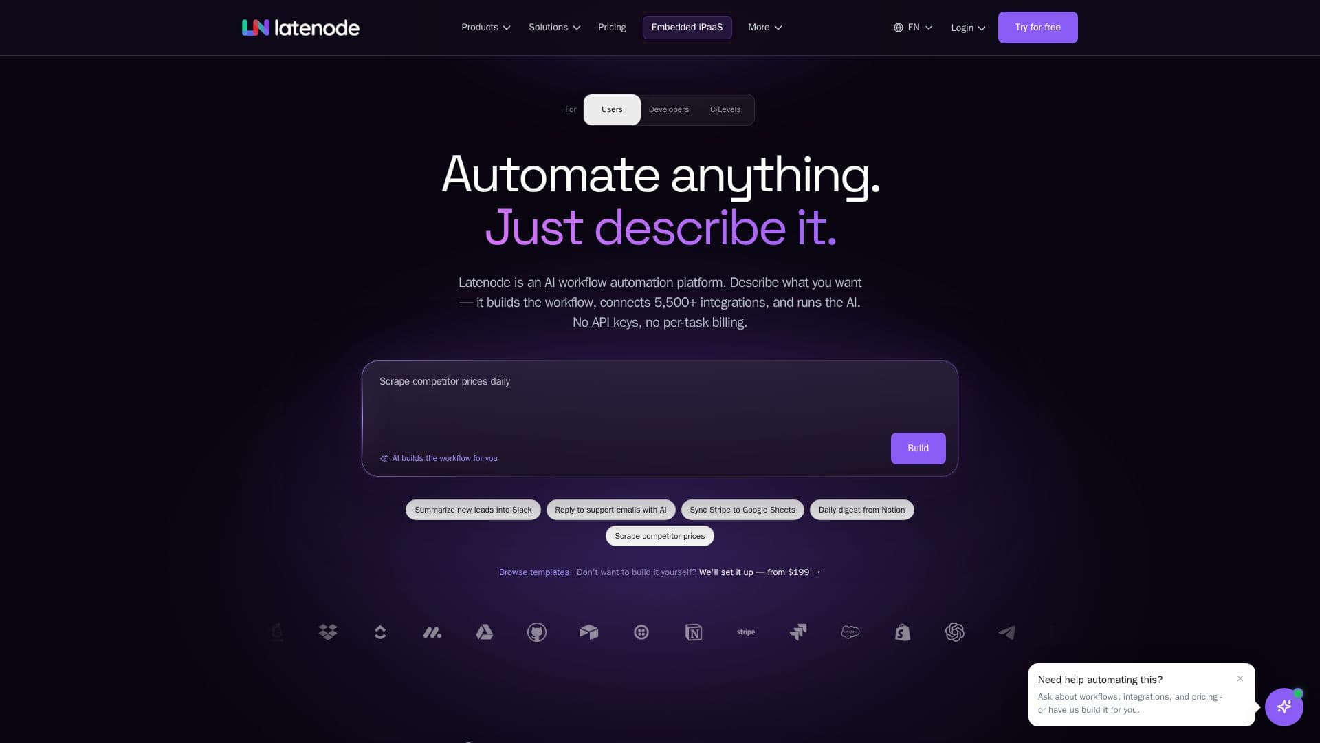 لقطة شاشة لـ Latenode