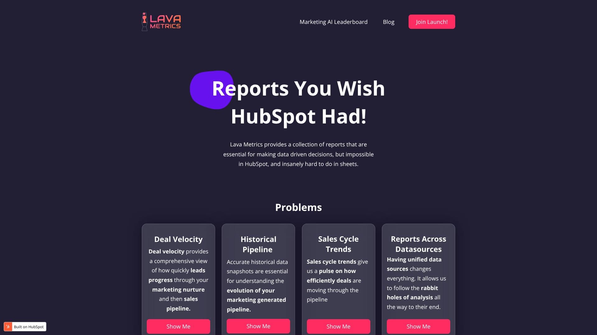 Tangkapan layar Lava Metrics