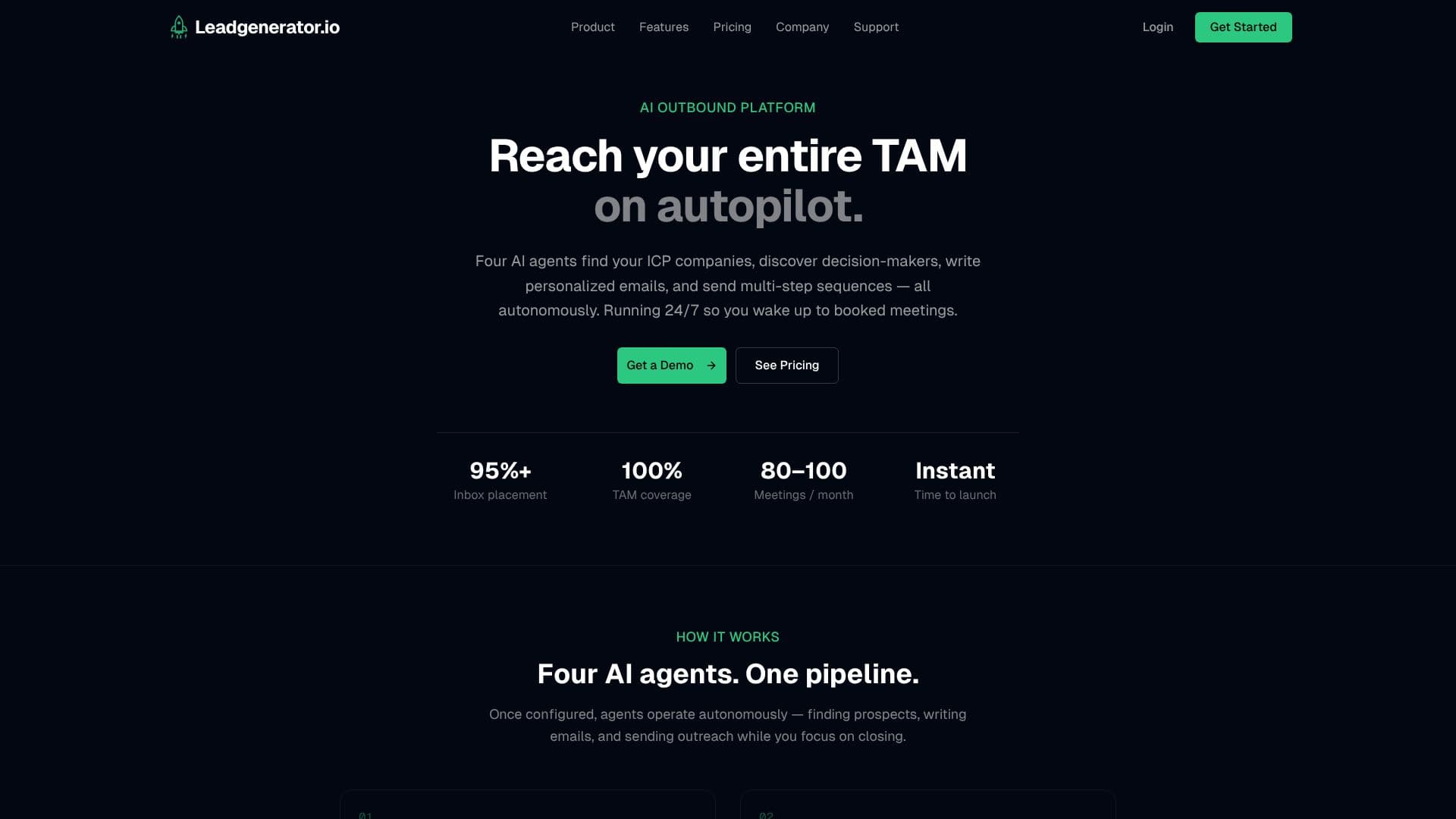 Captura de pantalla de Leadgenerator.io AI Agents