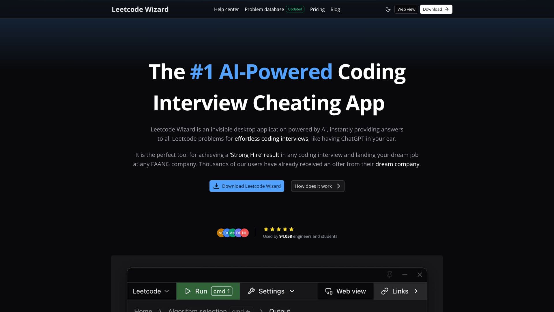 Tangkapan layar Leetcode Wizard