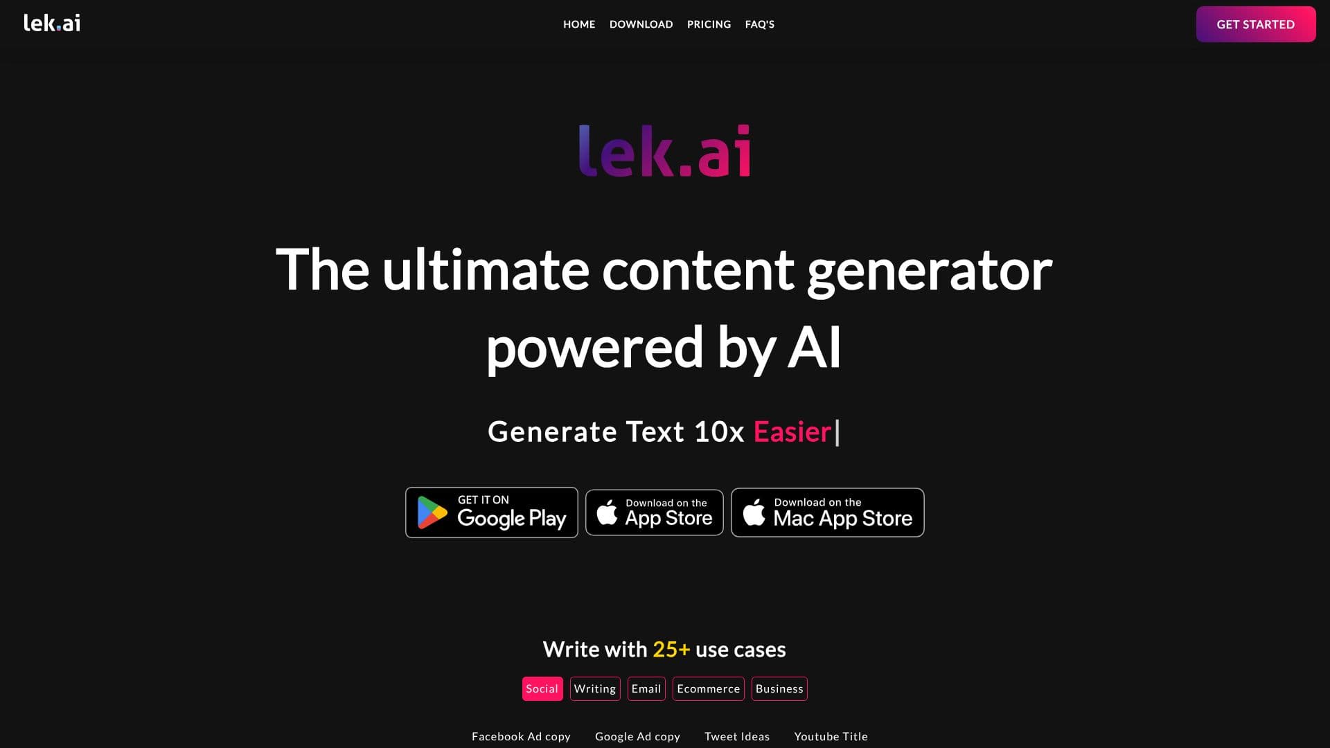 Tangkapan layar Lek.ai Content Creator Toolkit
