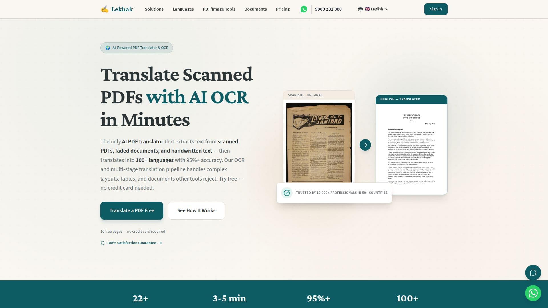 Lekhak.app Traducteur PDF IA screenshot