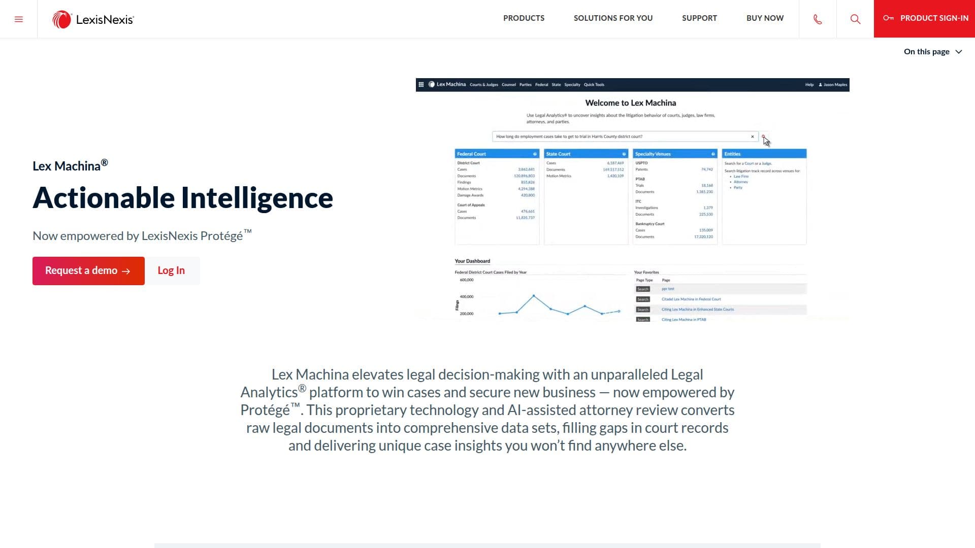 Screenshot von Lex Machina Legal Analytics