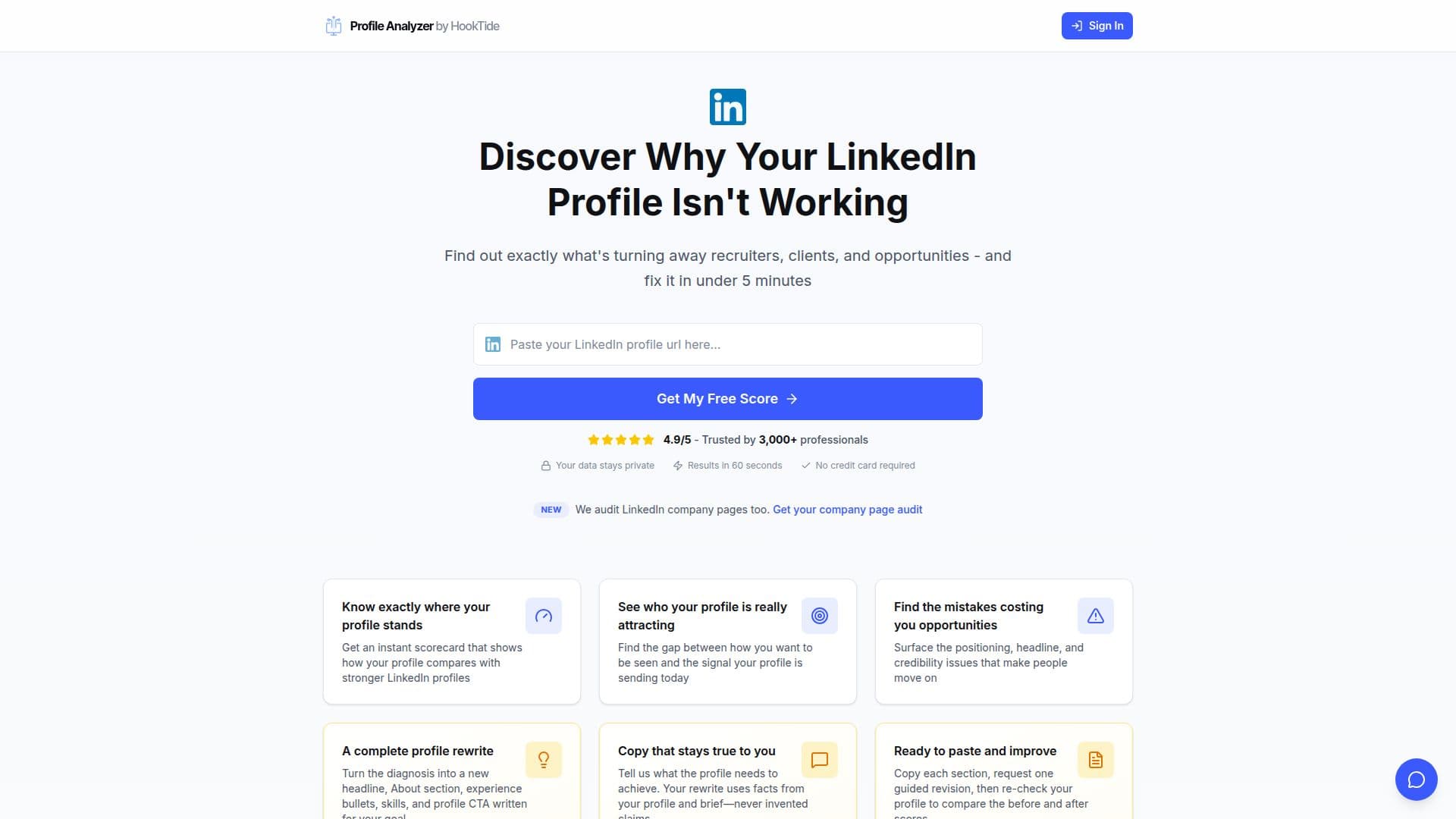 HookTide LinkedIn 个人资料分析器 截图