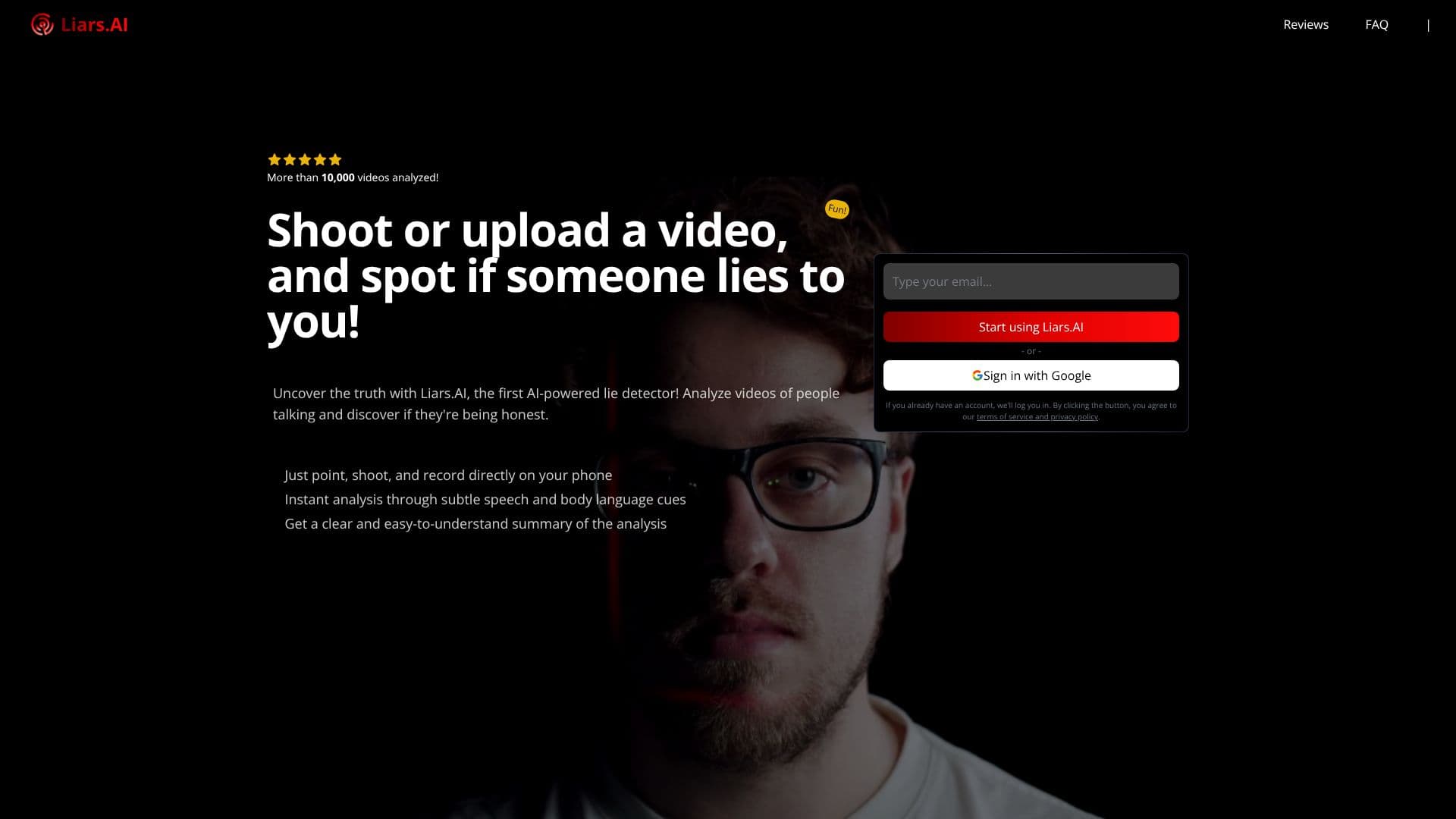 Screenshot von Liars.AI - KI-Lügendetektor
