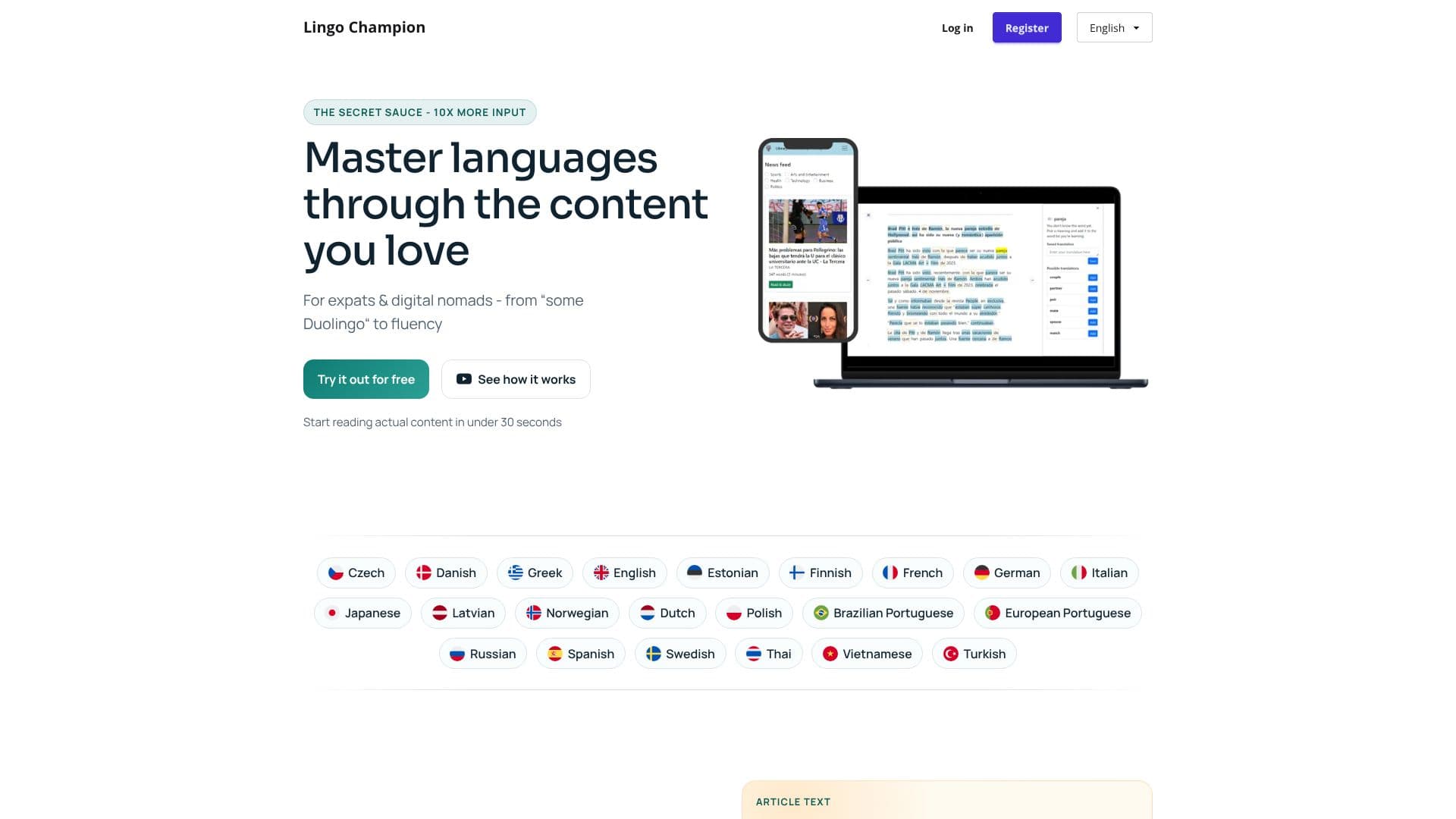 Capture d’écran de Lingo Champion
