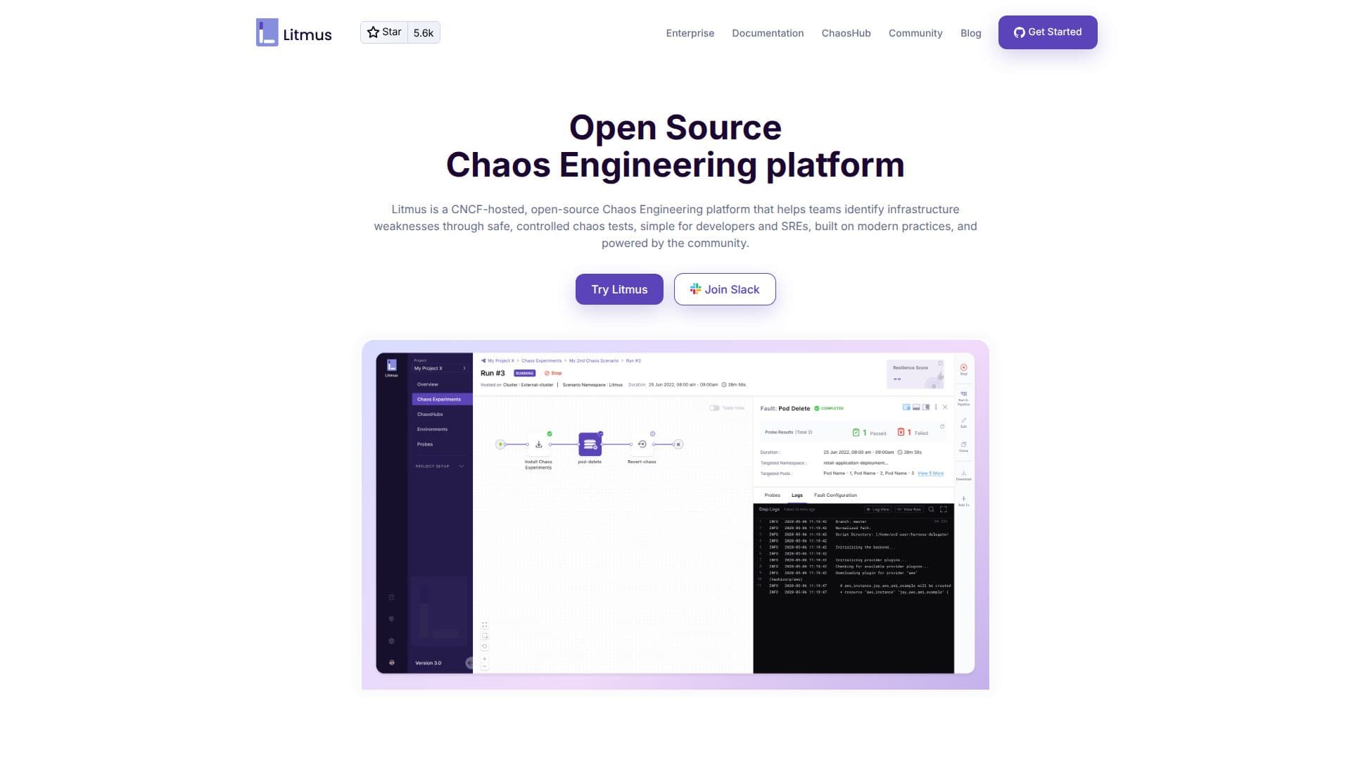 LitmusChaos - Platform Rekayasa Kekacauan Sumber Terbuka screenshot