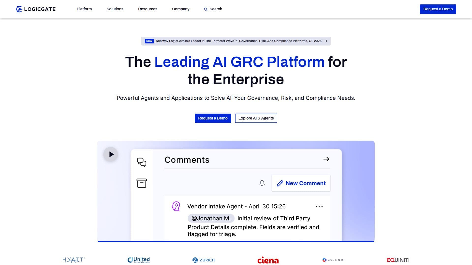Capture d’écran de LogicGate Risk Cloud