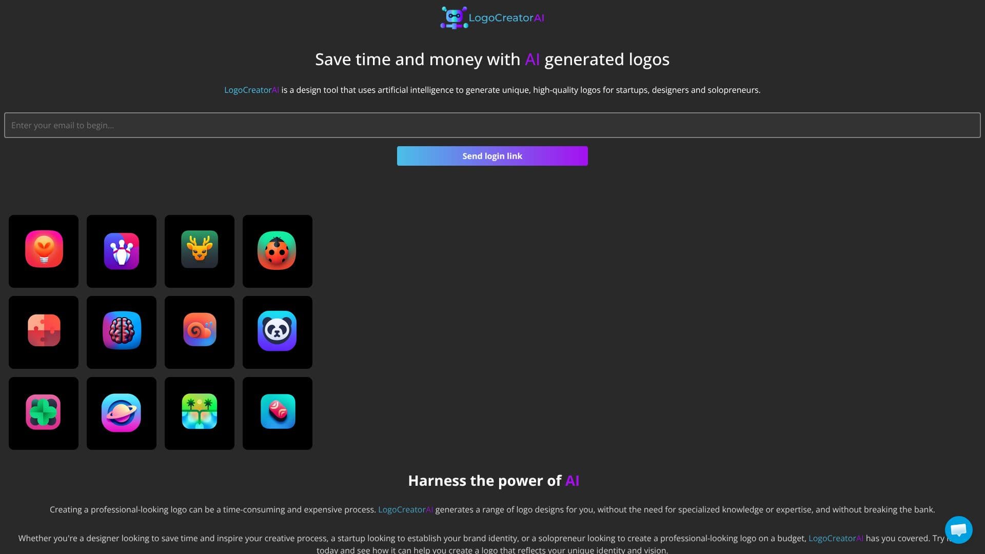 Screenshot von LogoCreatorAI