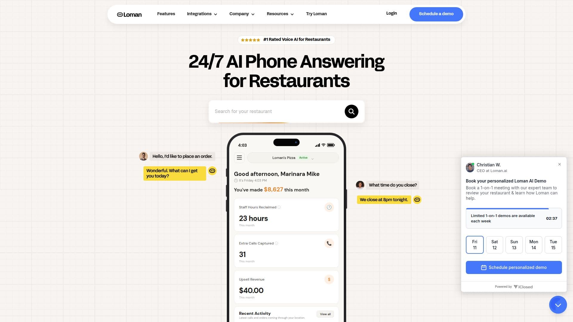 Loman AI Réception Téléphonique screenshot