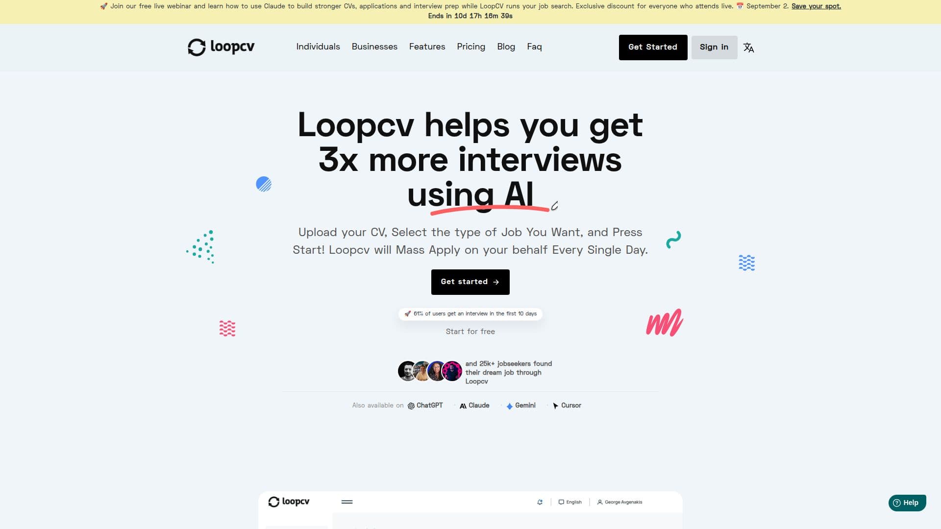 Tangkapan layar LoopCV