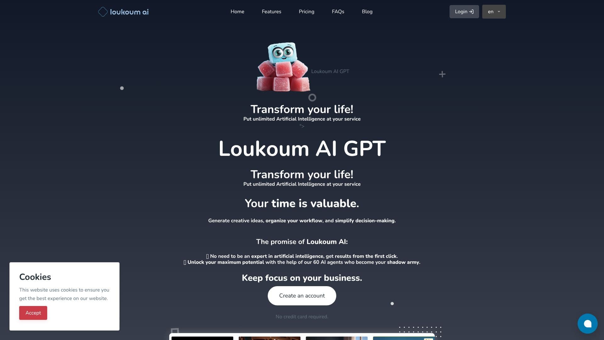 Screenshot von Loukoum AI