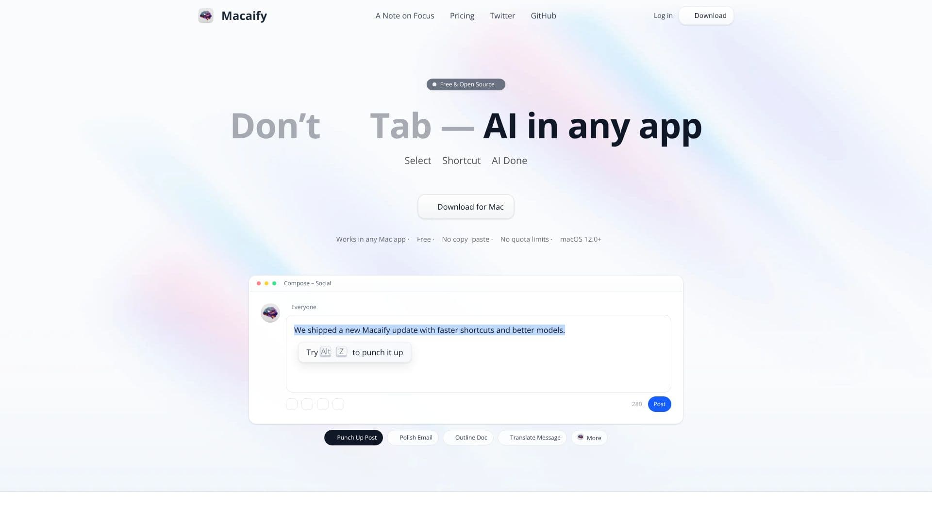 Macaify AI のスクリーンショット