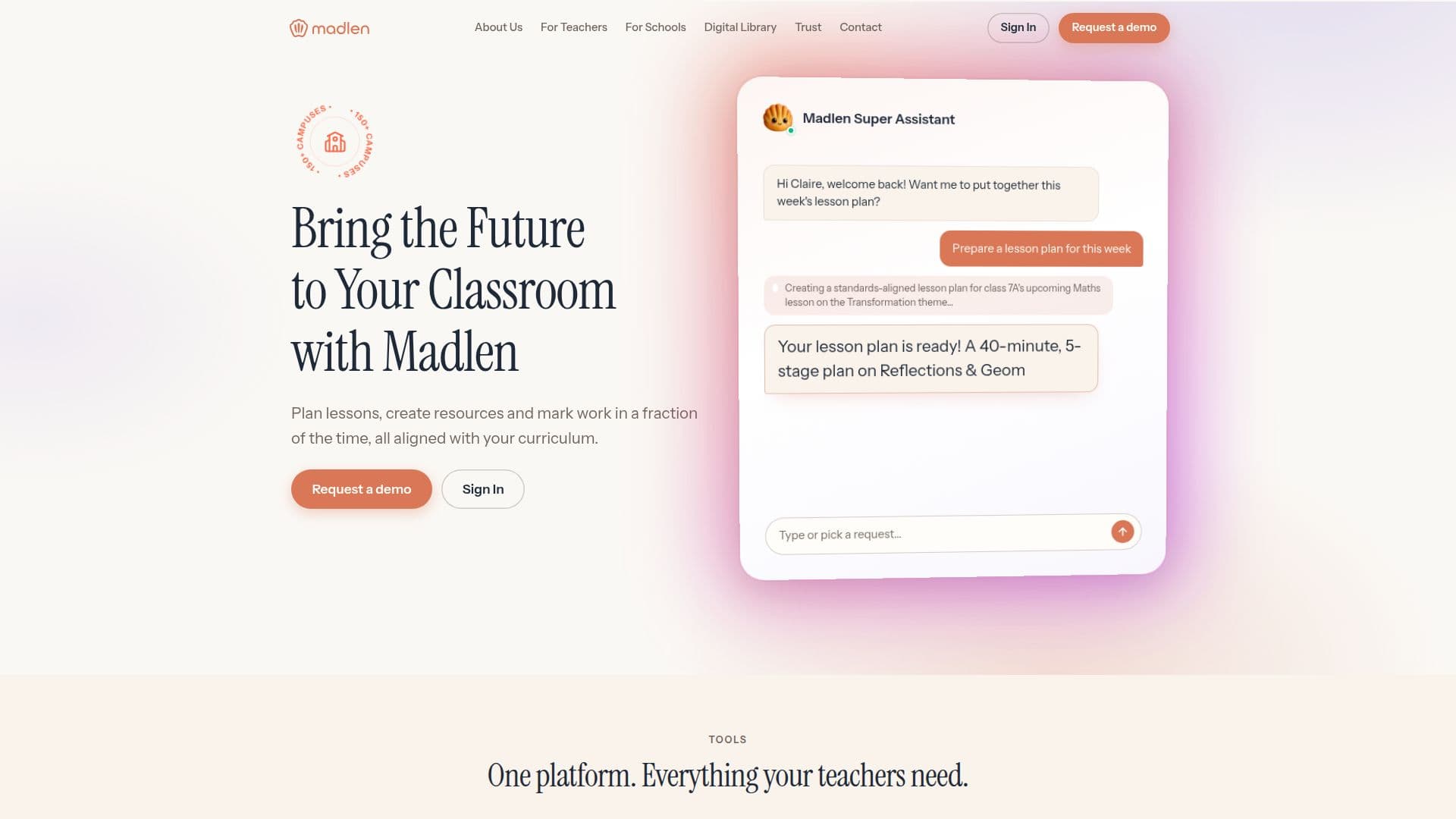 Madlen Bildungsplattform screenshot