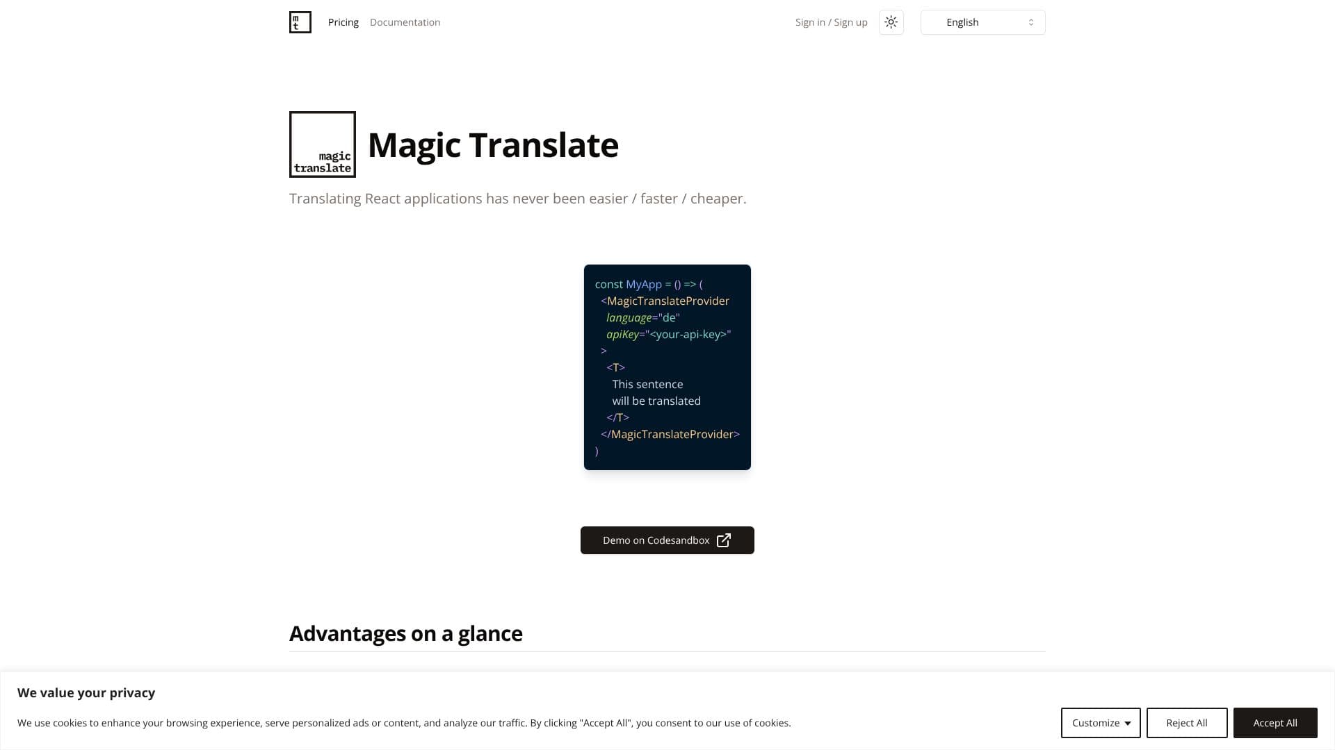 Screenshot von Magic Translate