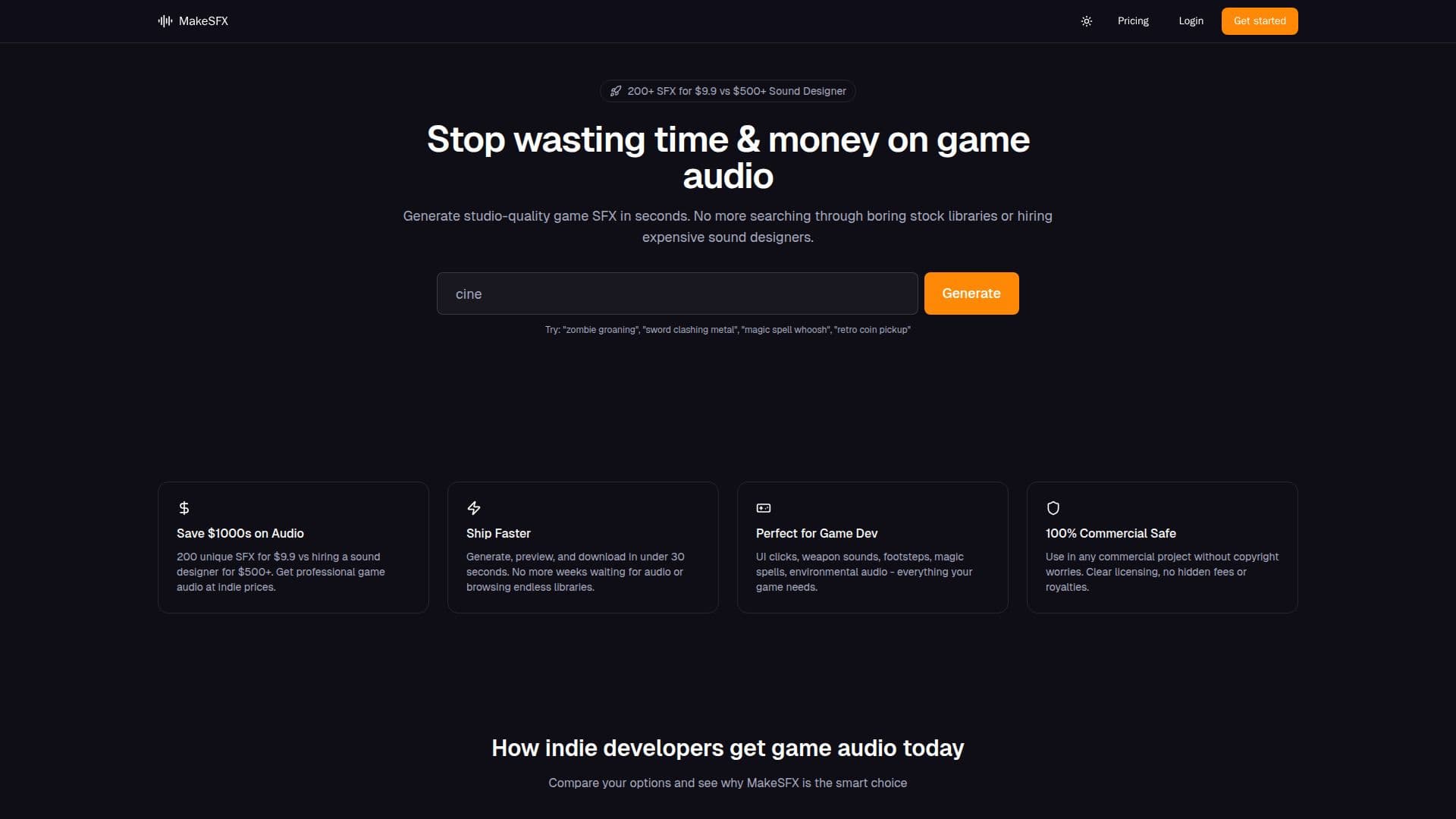 MakeSFX AI 사운드 효과 생성기 screenshot