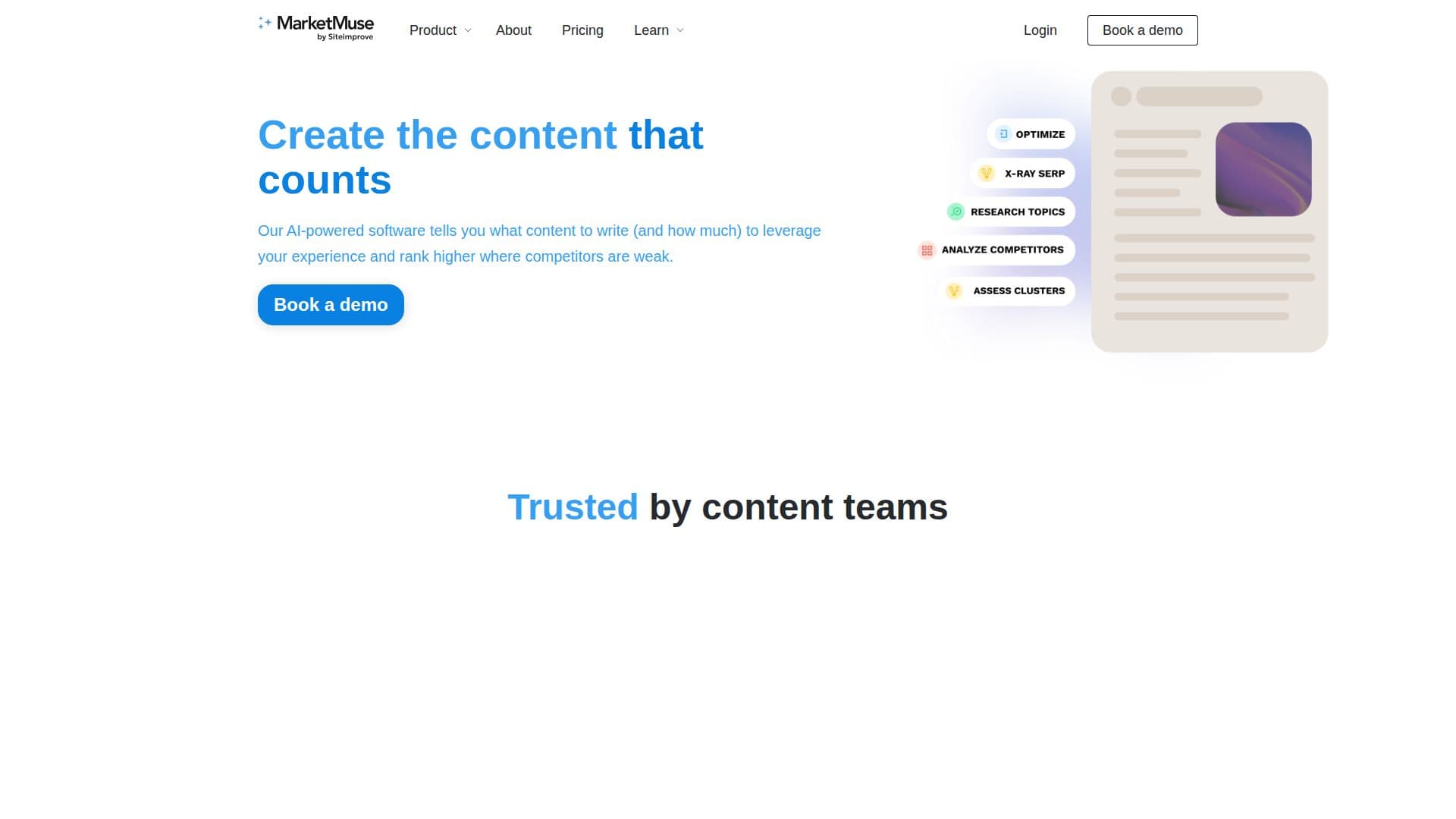 Screenshot von MarketMuse