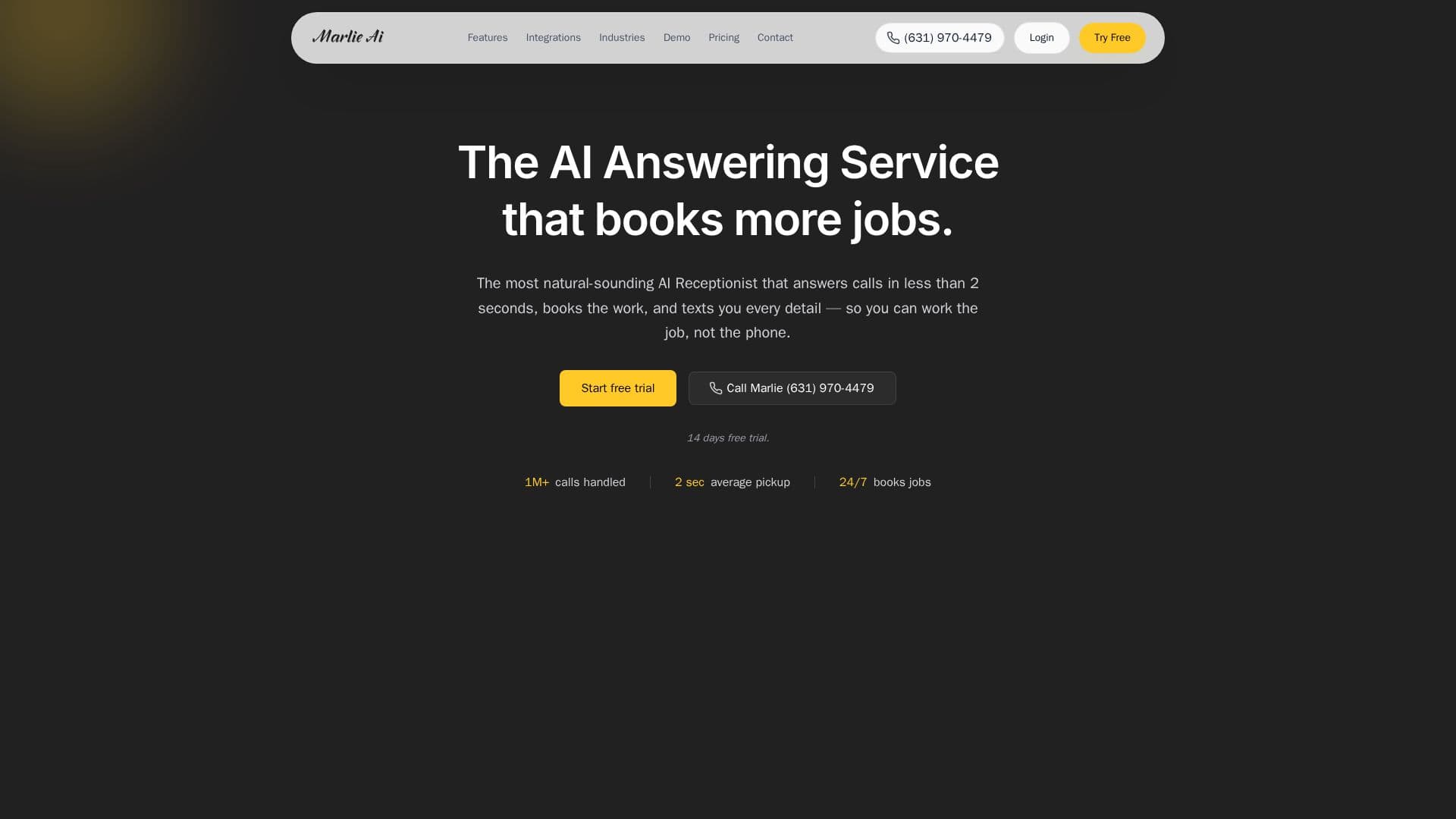 Marlie AI Answering Service screenshot