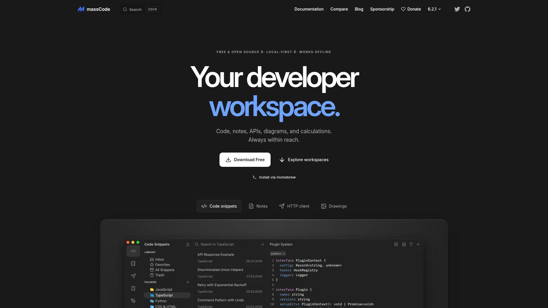 Screenshot von massCode